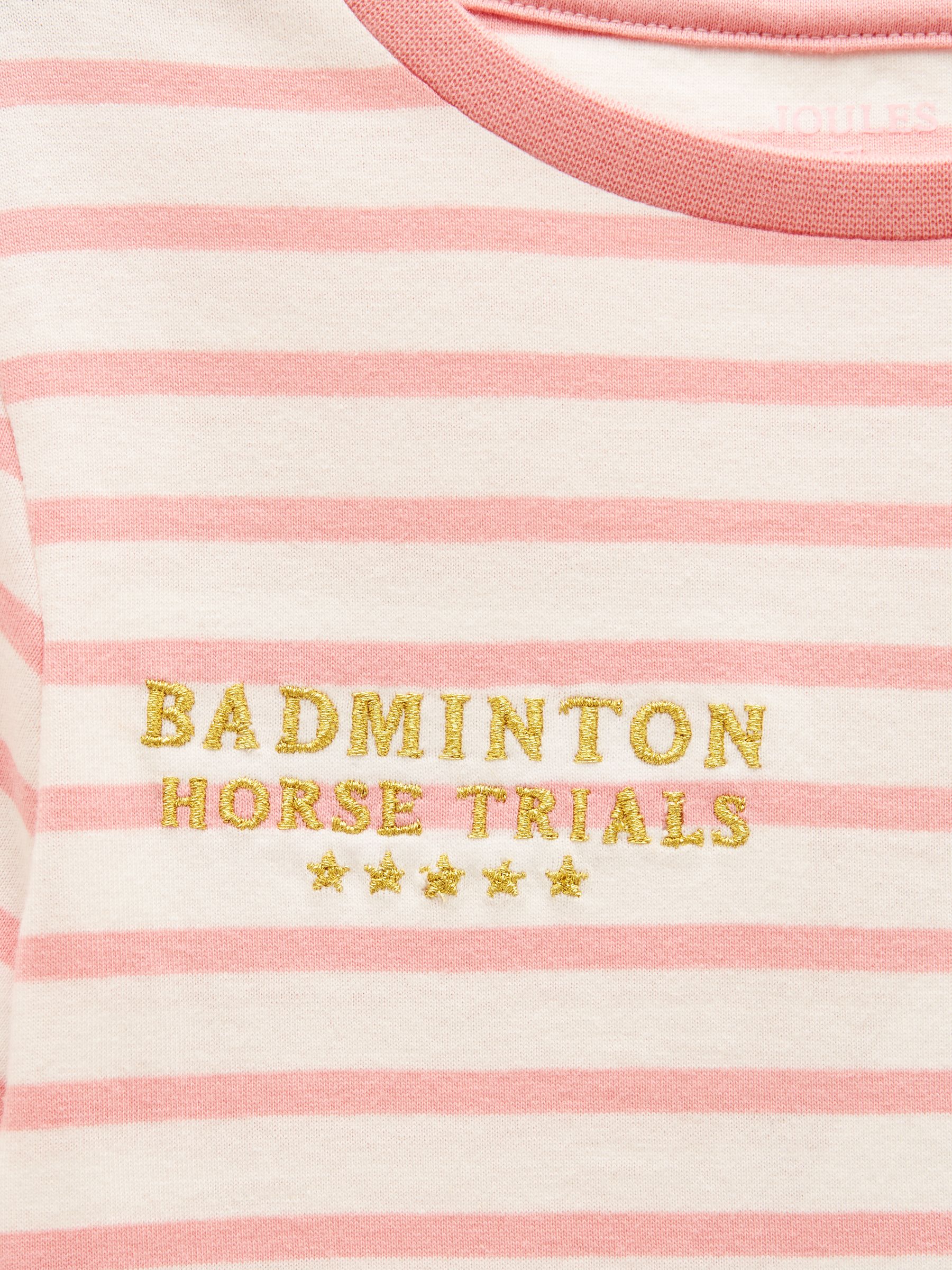 Official Badminton Pink & Cream Stripe Horse Applique T-shirt - Image 3 of 6