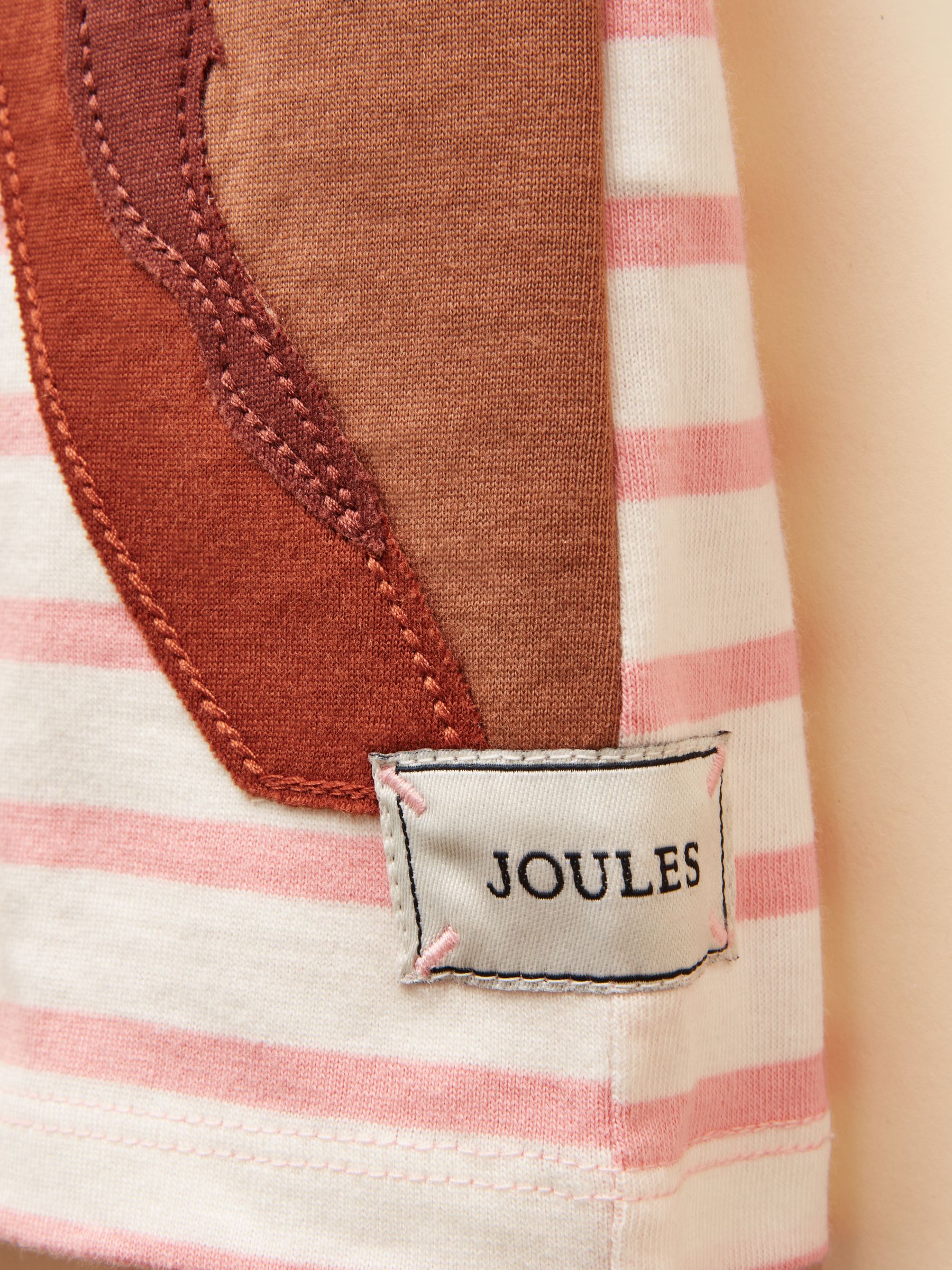 Official Badminton Pink & Cream Stripe Horse Applique T-shirt - Image 5 of 6