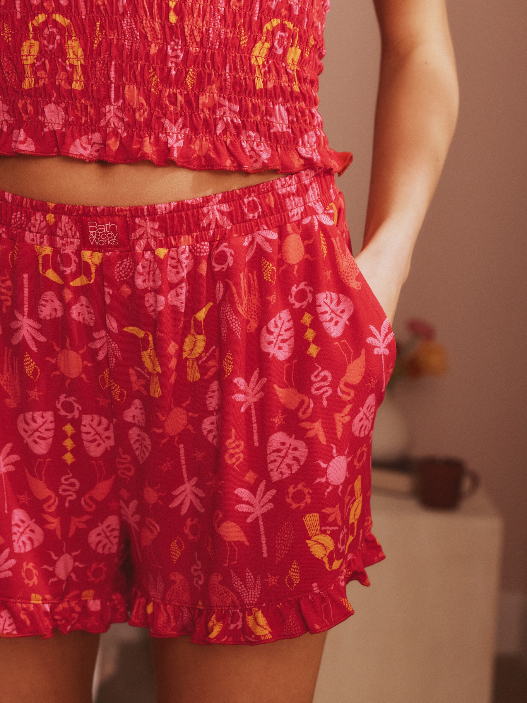 Pink/Orange Toucan Shirred Shorts Set - Image 5 of 5