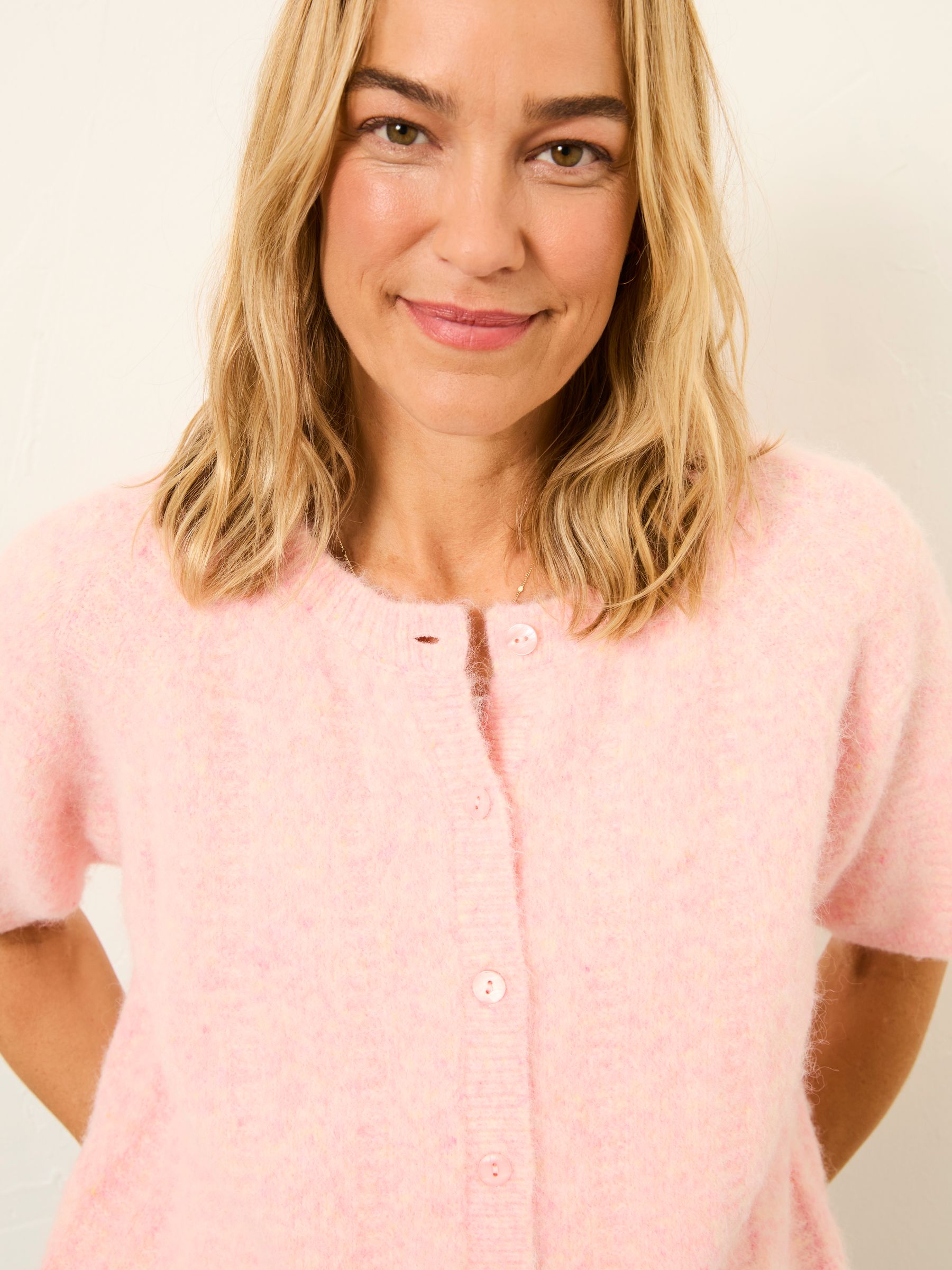 Georgina Pink Knitted Fluffy Cardigan - Image 3 of 6