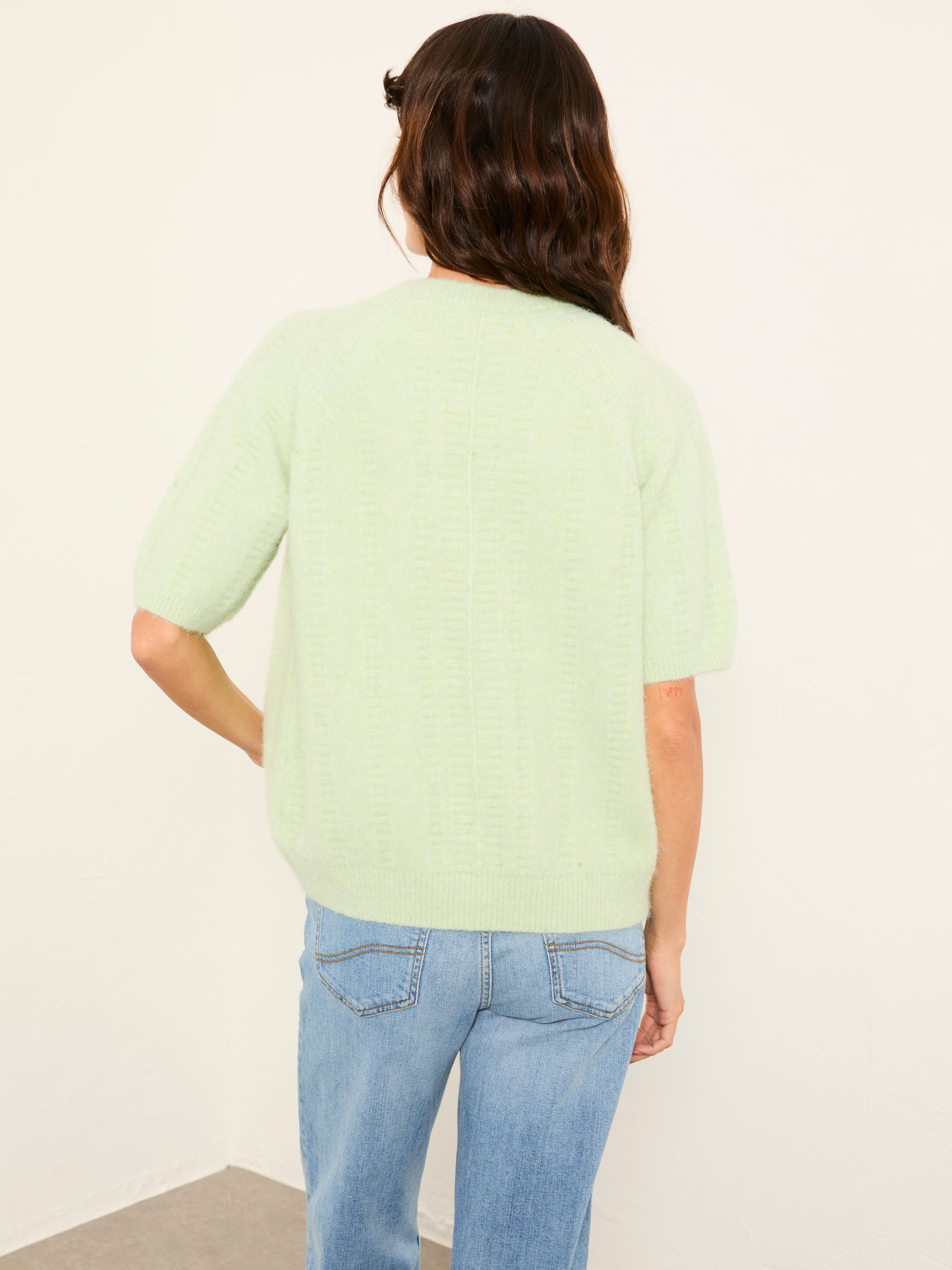 Georgina Mint Green Knitted Fluffy Cardigan - Image 2 of 5