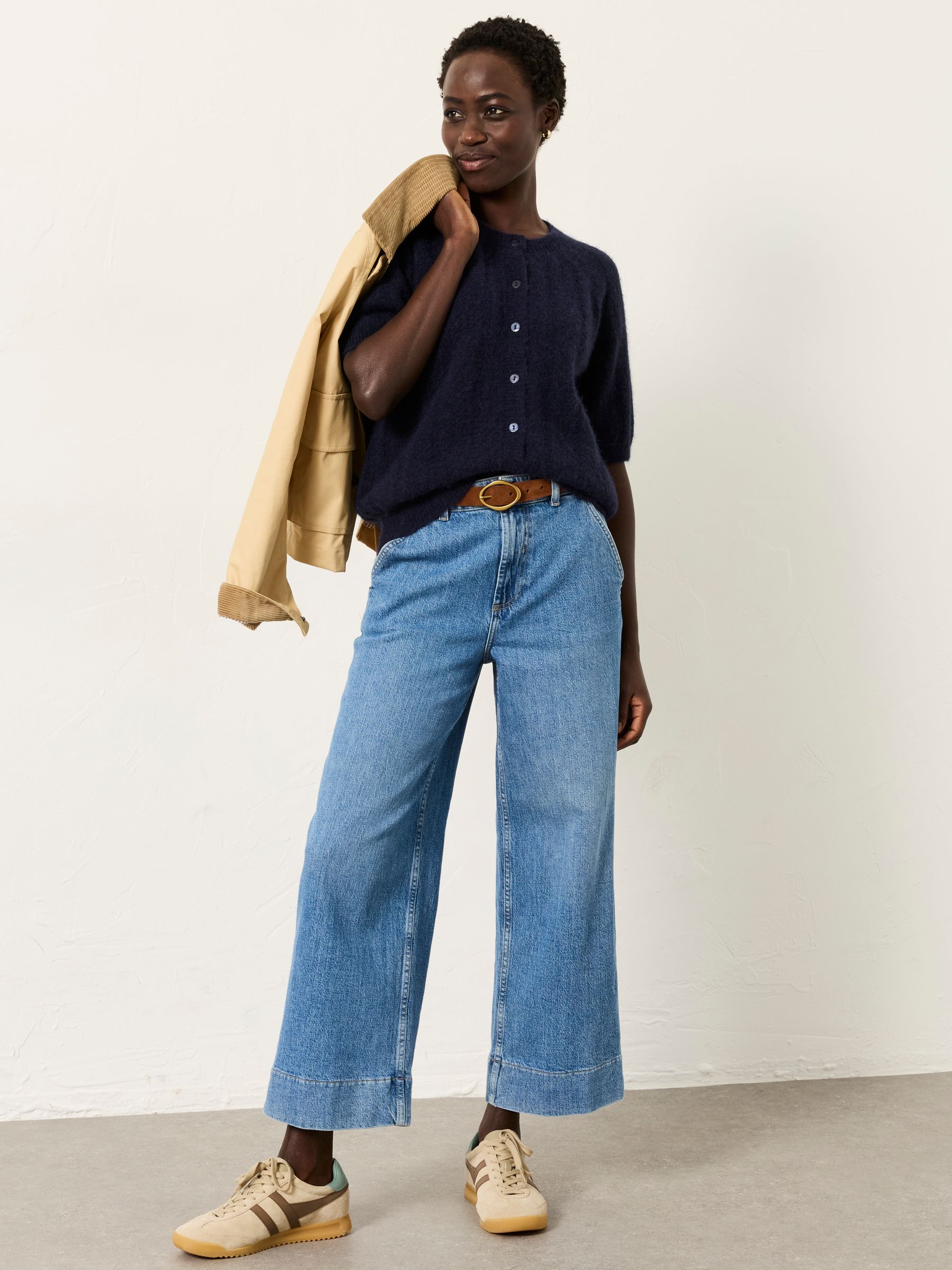 Georgina Navy Knitted Fluffy Cardigan - Image 3 of 6