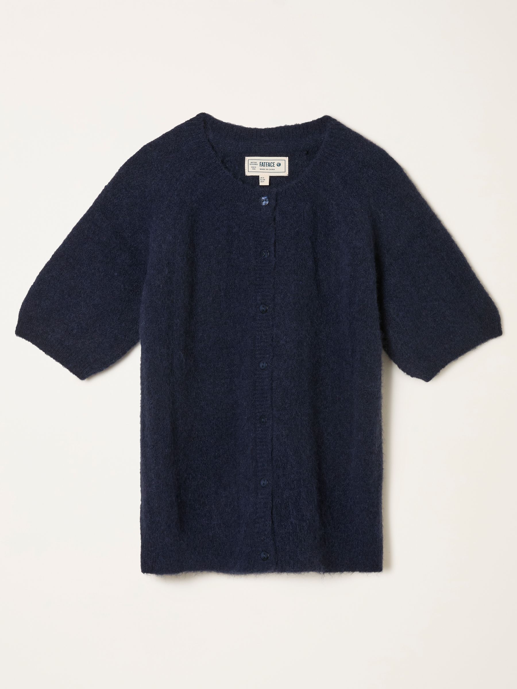 Georgina Navy Knitted Fluffy Cardigan - Image 6 of 6