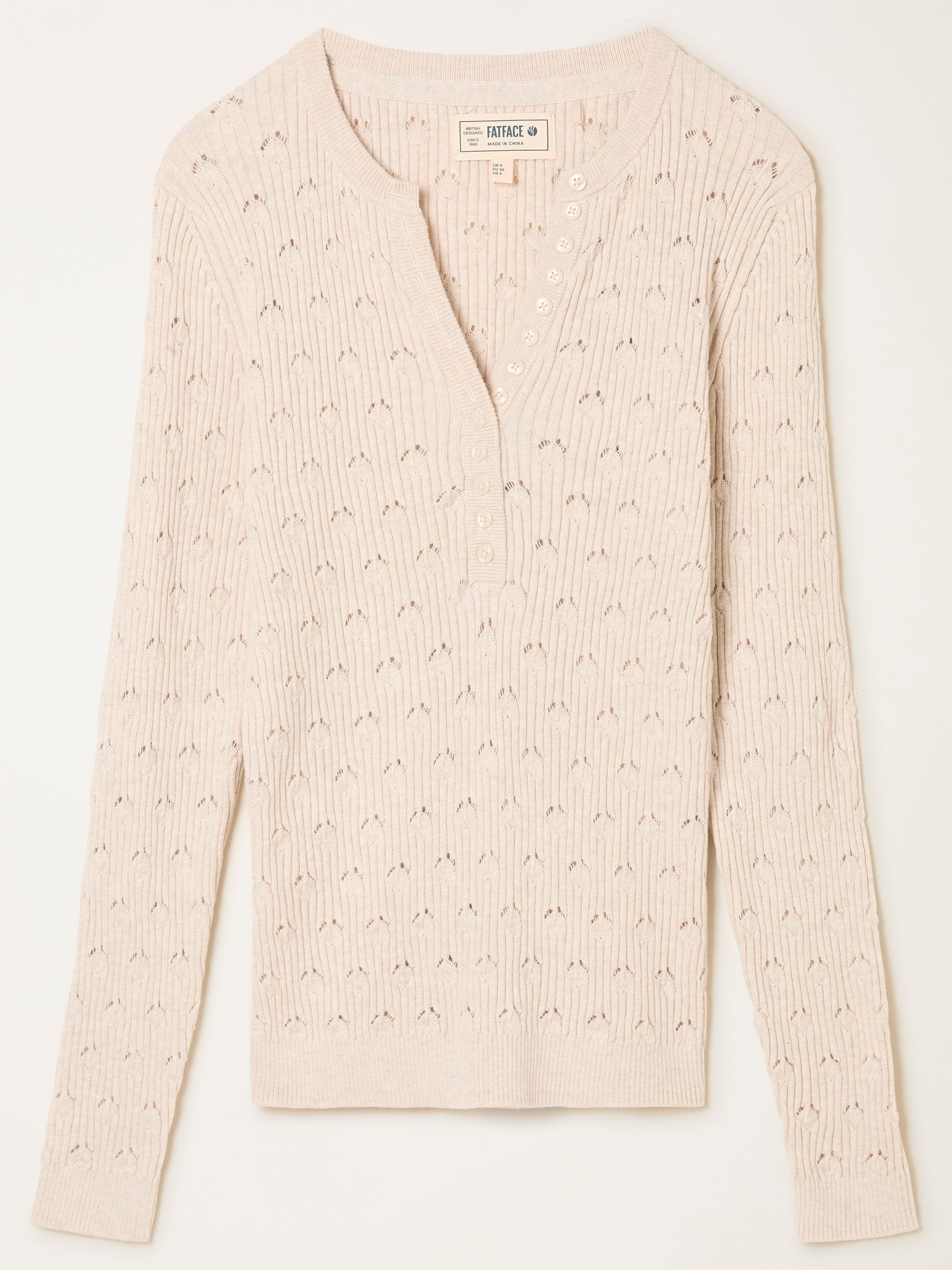 Lois Natural Knitted Button Front Henley - Image 1 of 1