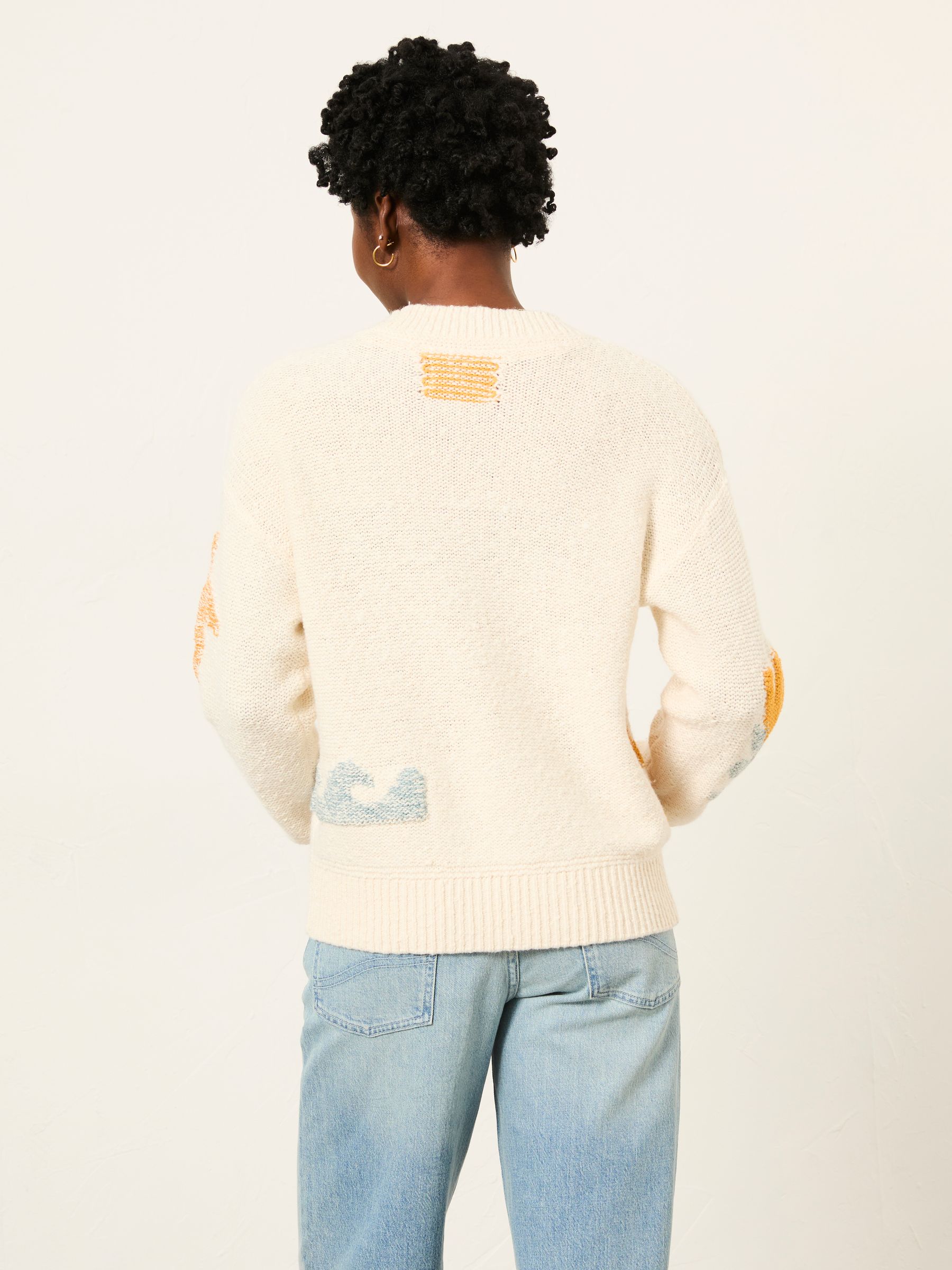 Mila Natural Knitted Surf Pattern Jumper - Image 2 of 6