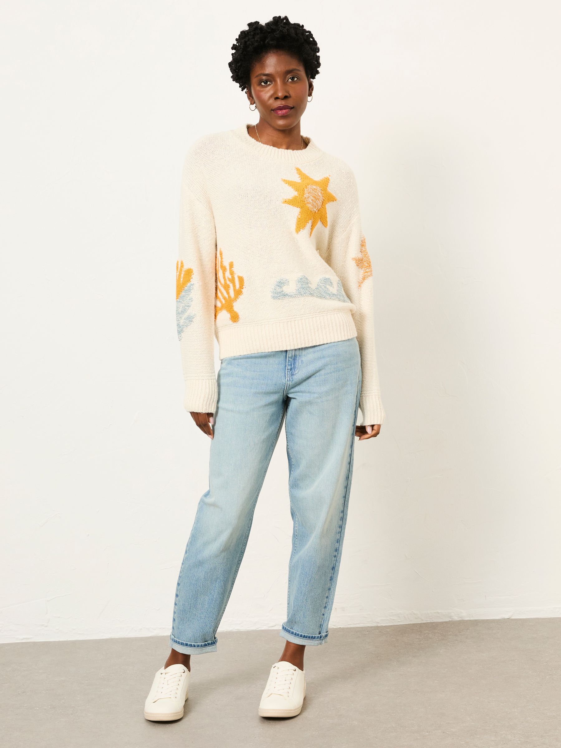 Mila Natural Knitted Surf Pattern Jumper - Image 3 of 6