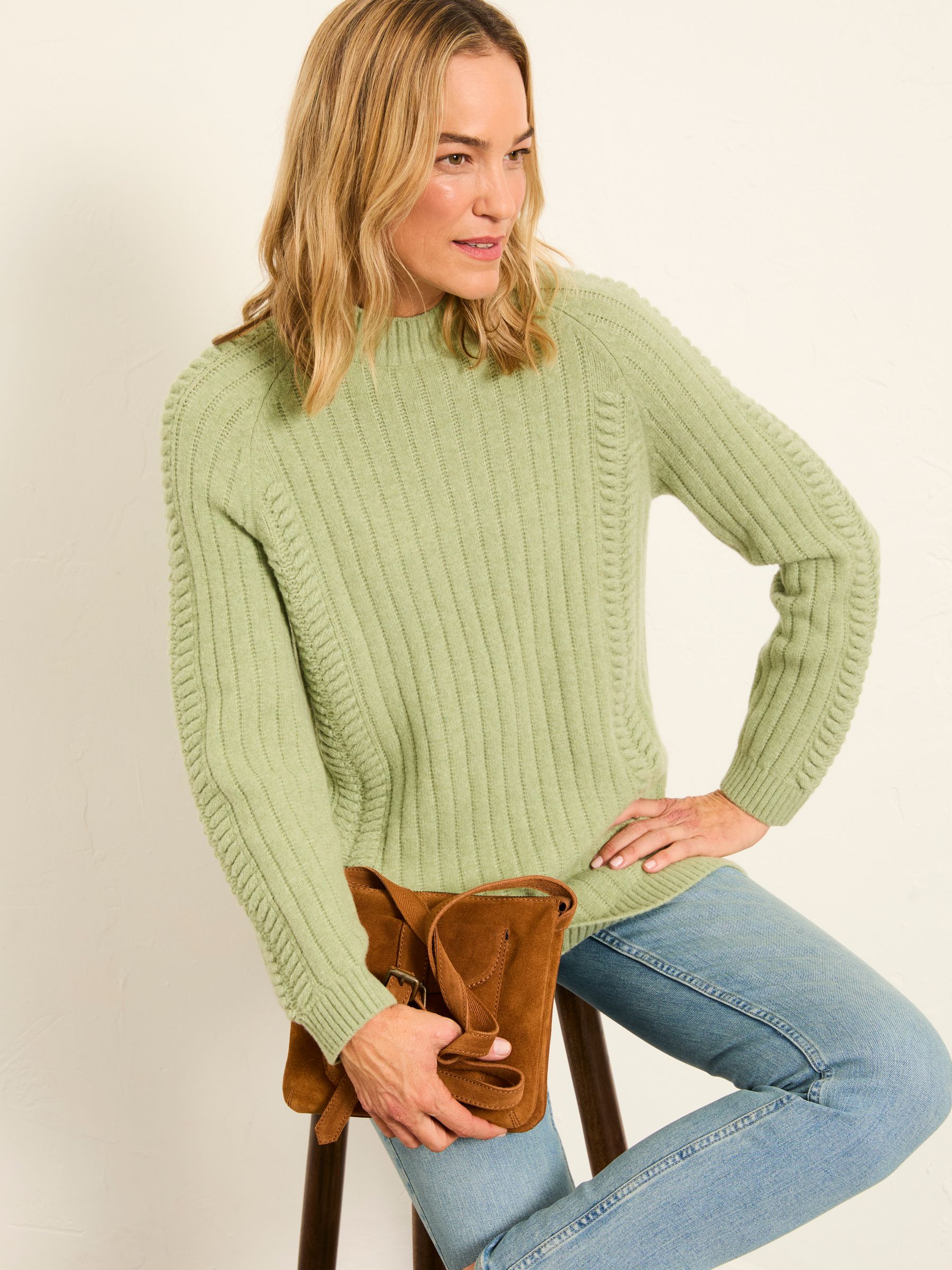 Hazel Khaki Green Longline Knitted Jumper - Image 1 of 6