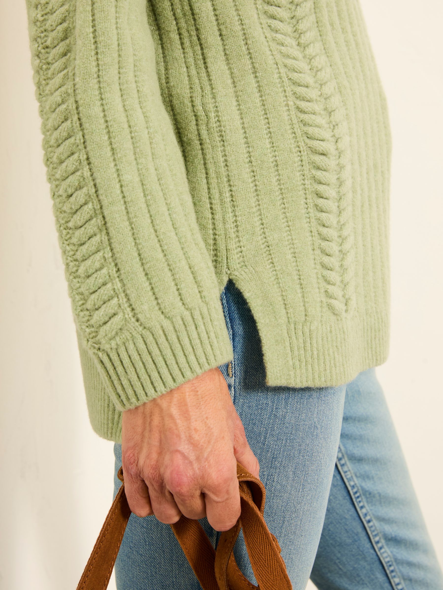 Hazel Khaki Green Longline Knitted Jumper - Image 4 of 6