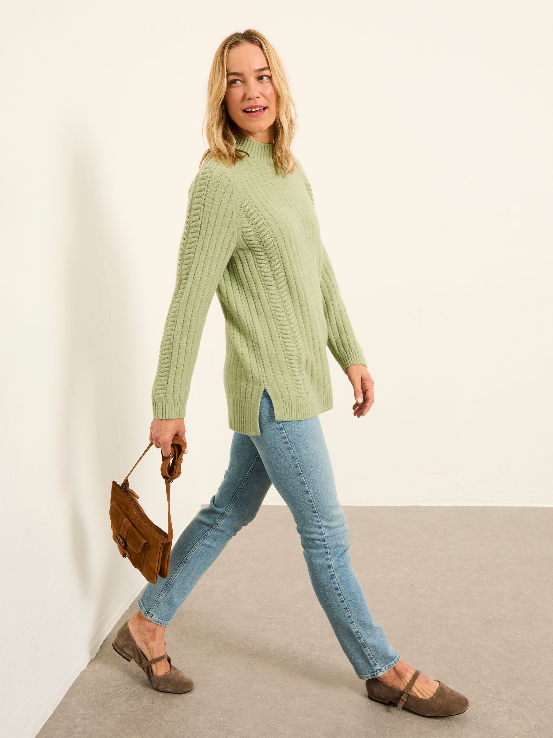 Hazel Khaki Green Longline Knitted Jumper - Image 5 of 6