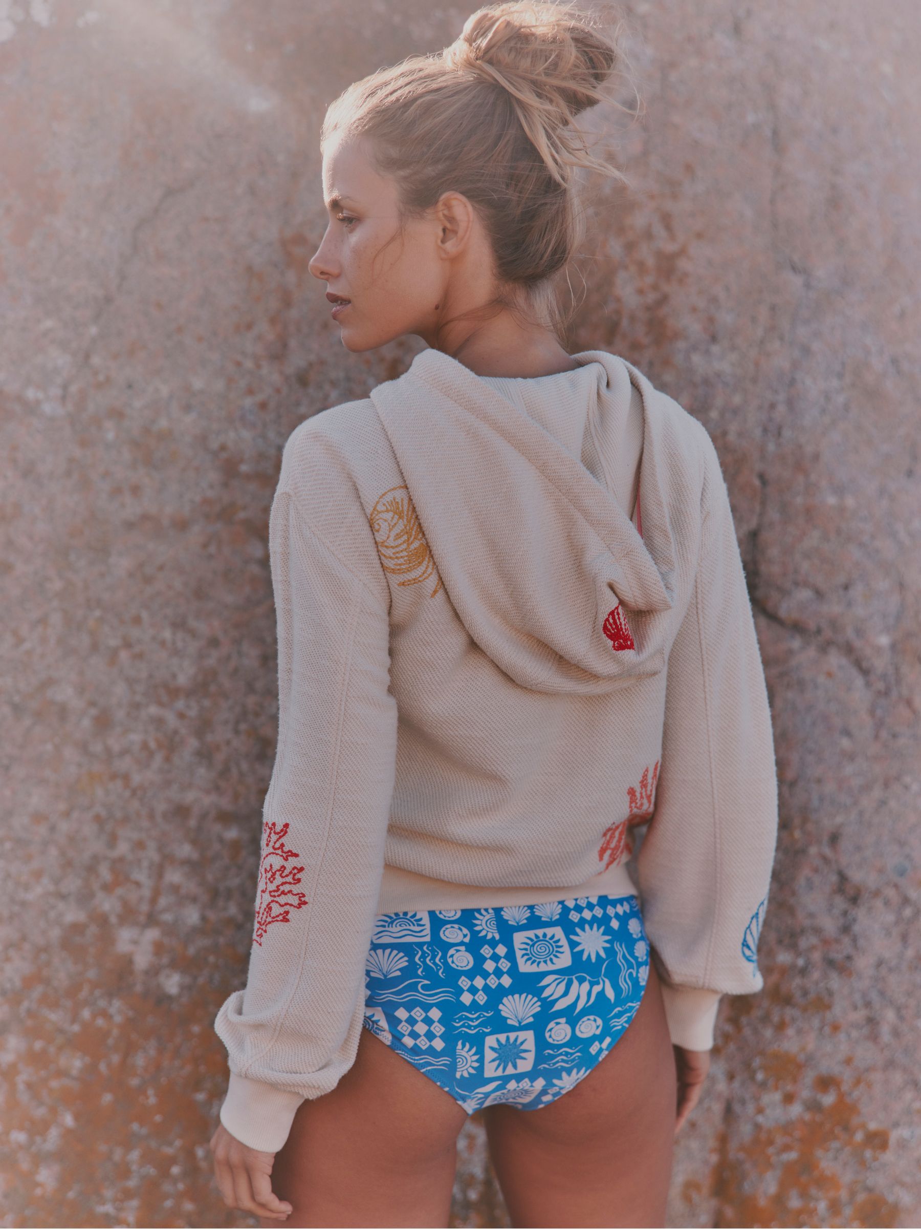 Flora Ivory MCS Embroidered Zip Through Hoodie - Image 2 of 6