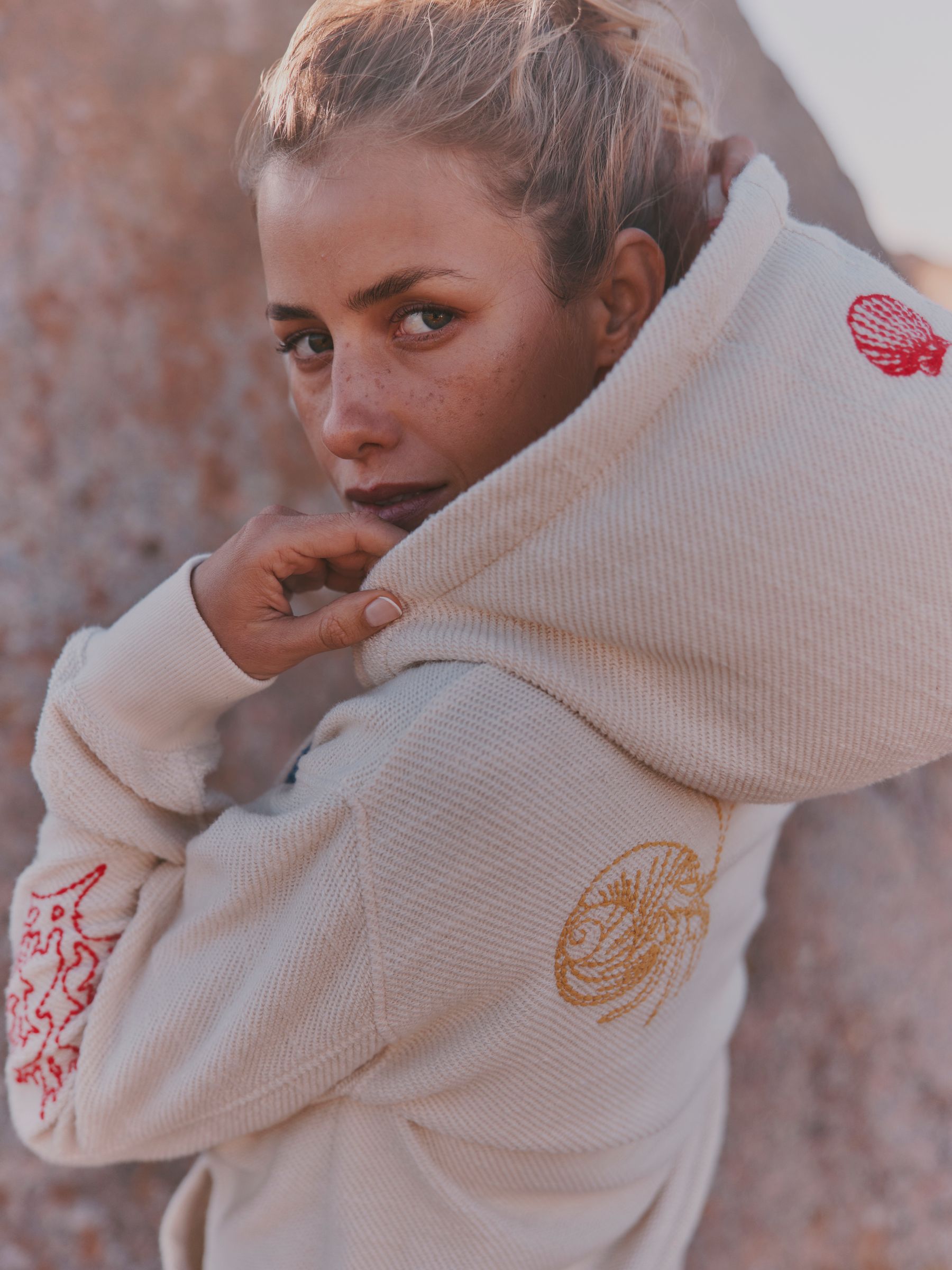 Flora Ivory MCS Embroidered Zip Through Hoodie - Image 4 of 6