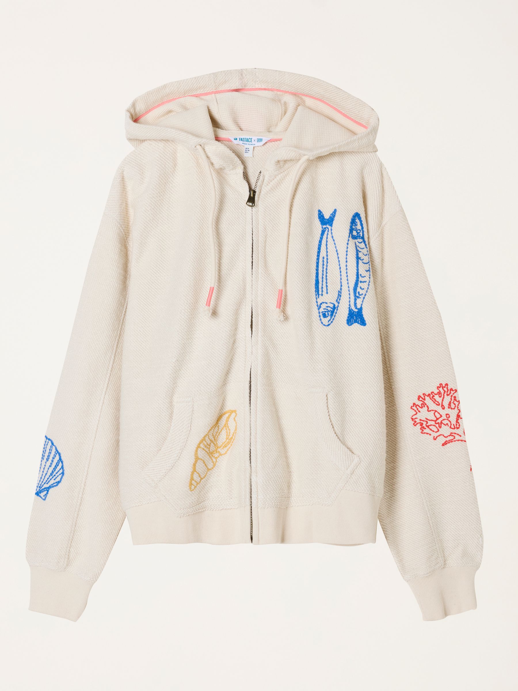 Flora Ivory MCS Embroidered Zip Through Hoodie - Image 6 of 6