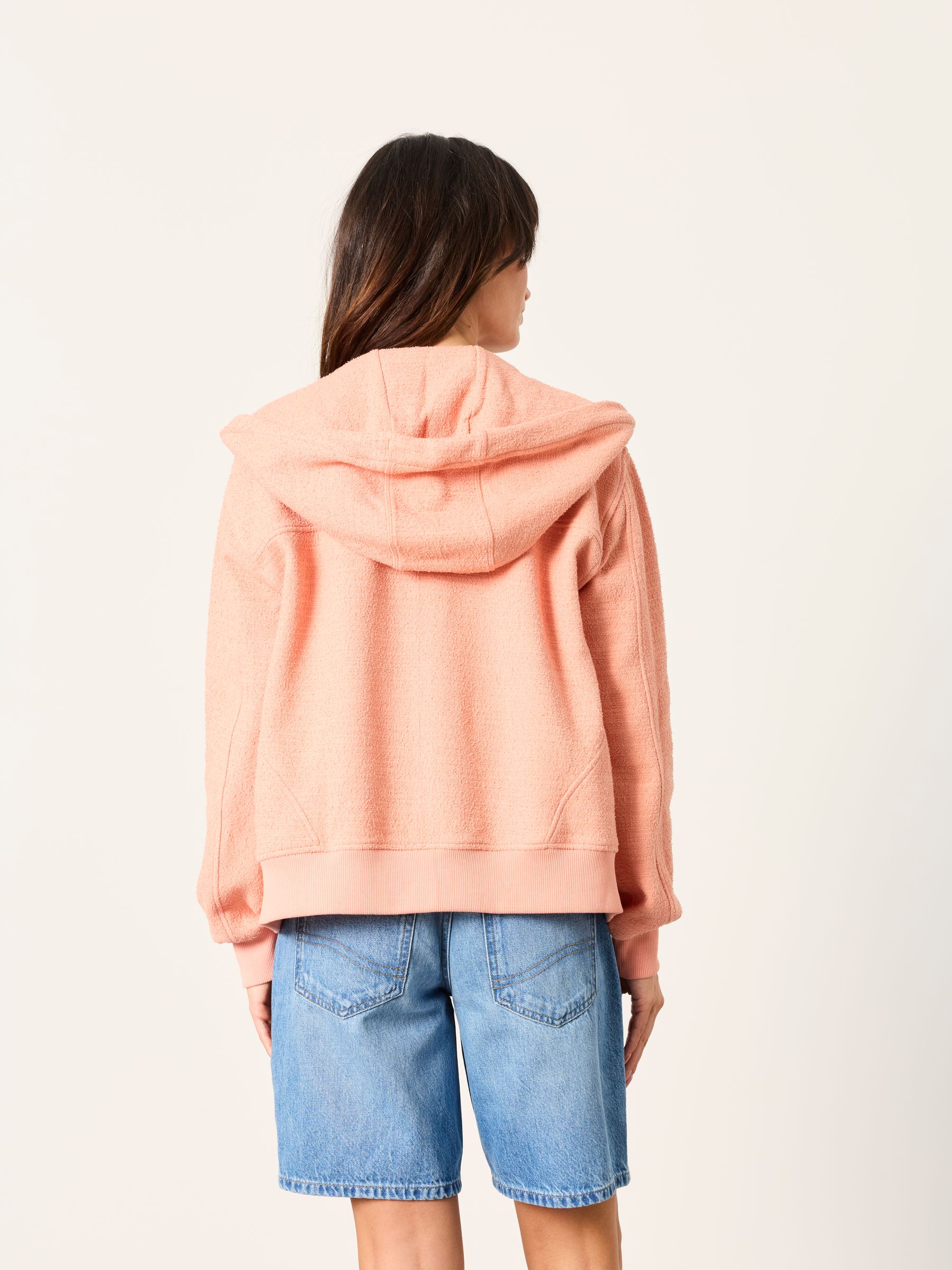 Flora Coral Pink Zip Through Hoodie | FatFace