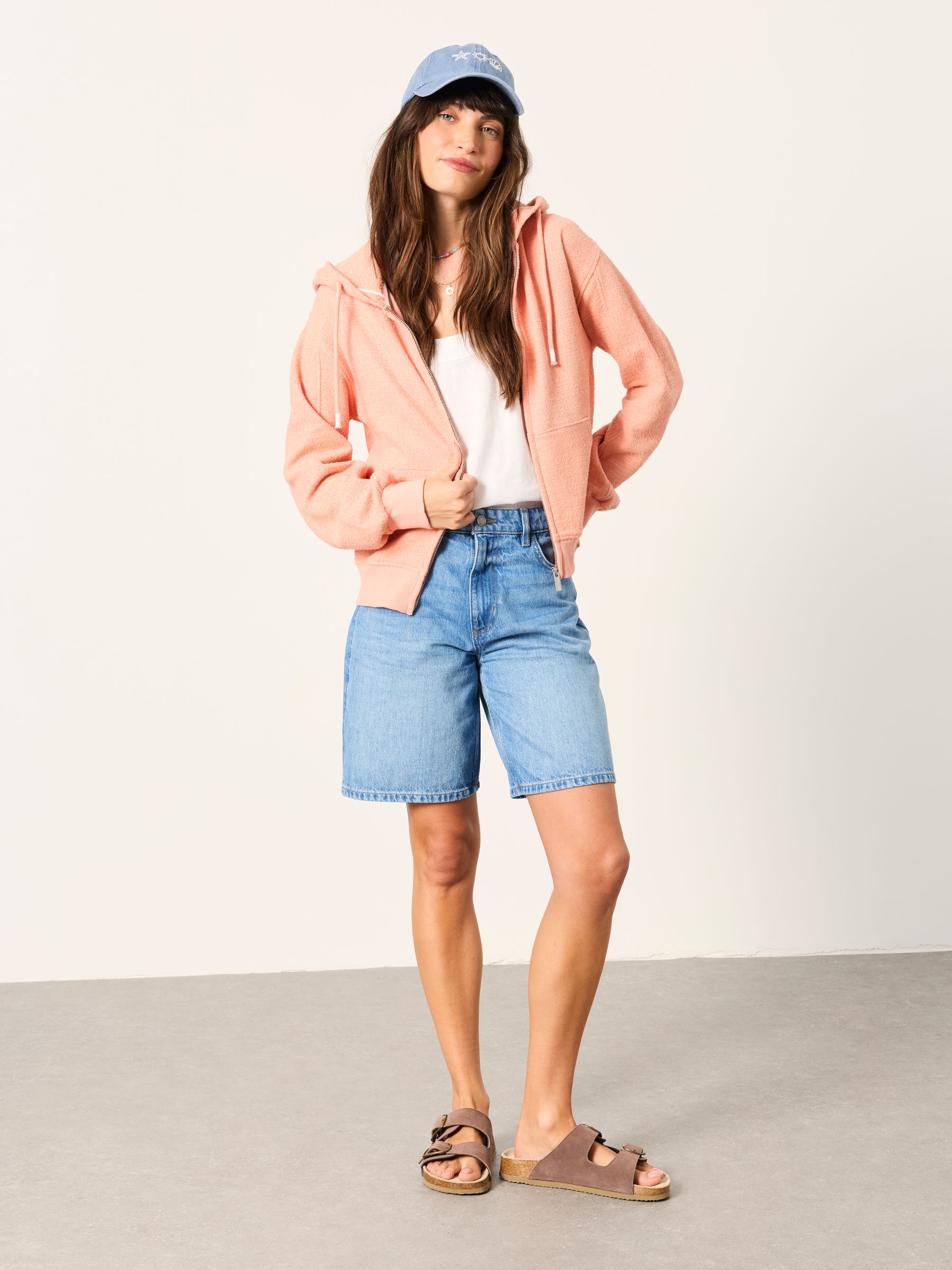 Flora Coral Pink Zip Through Hoodie | FatFace