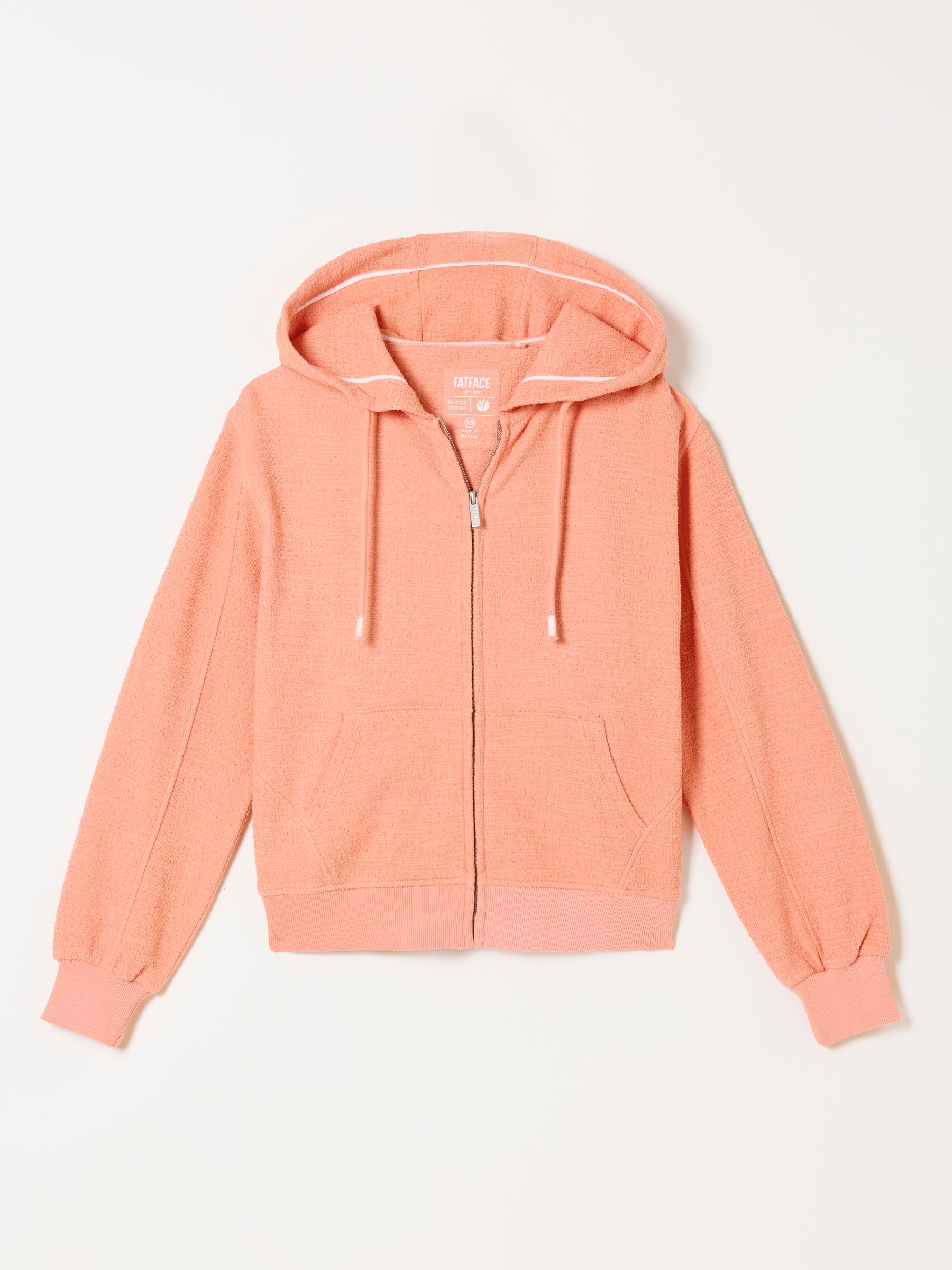 Flora Coral Pink Zip Through Hoodie | FatFace