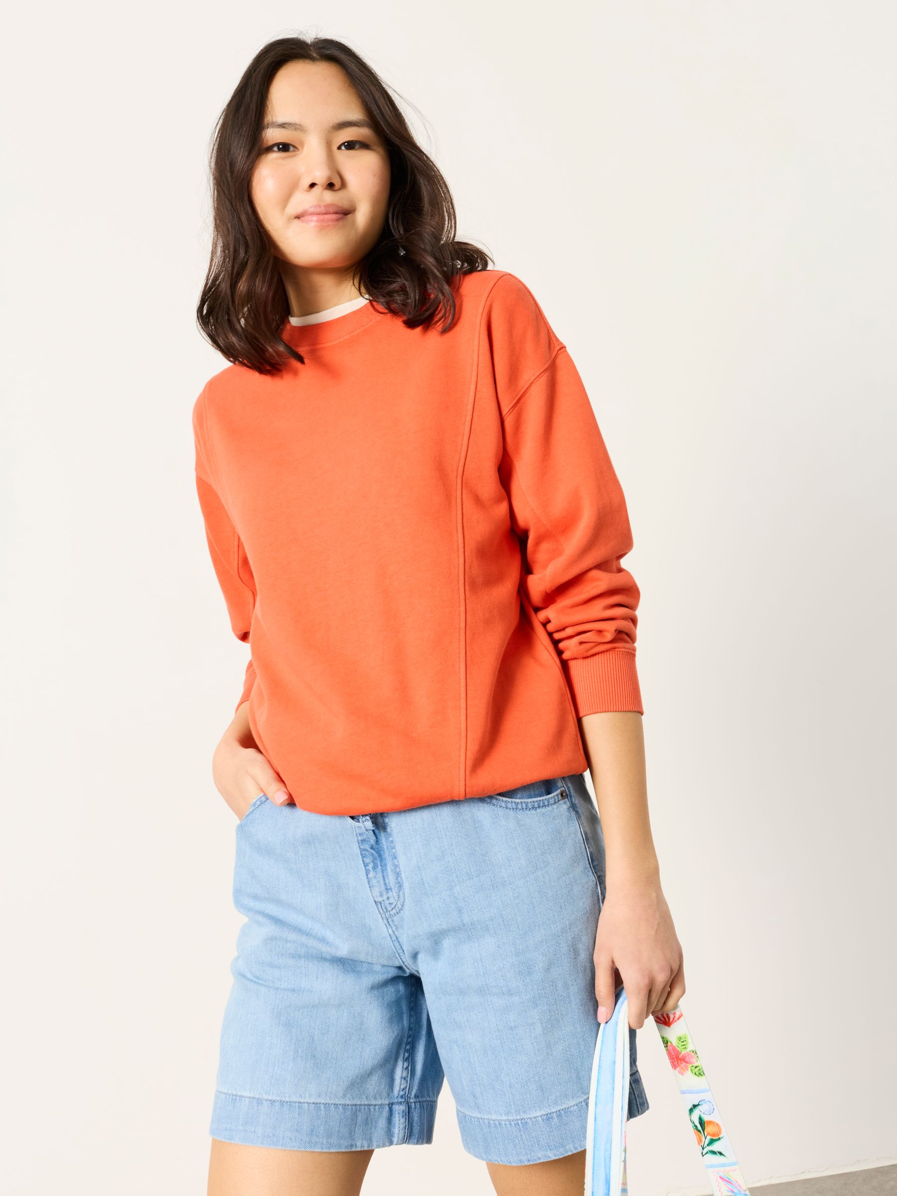Sienna Orange Seam Detail Crew Sweat - Image 1 of 6