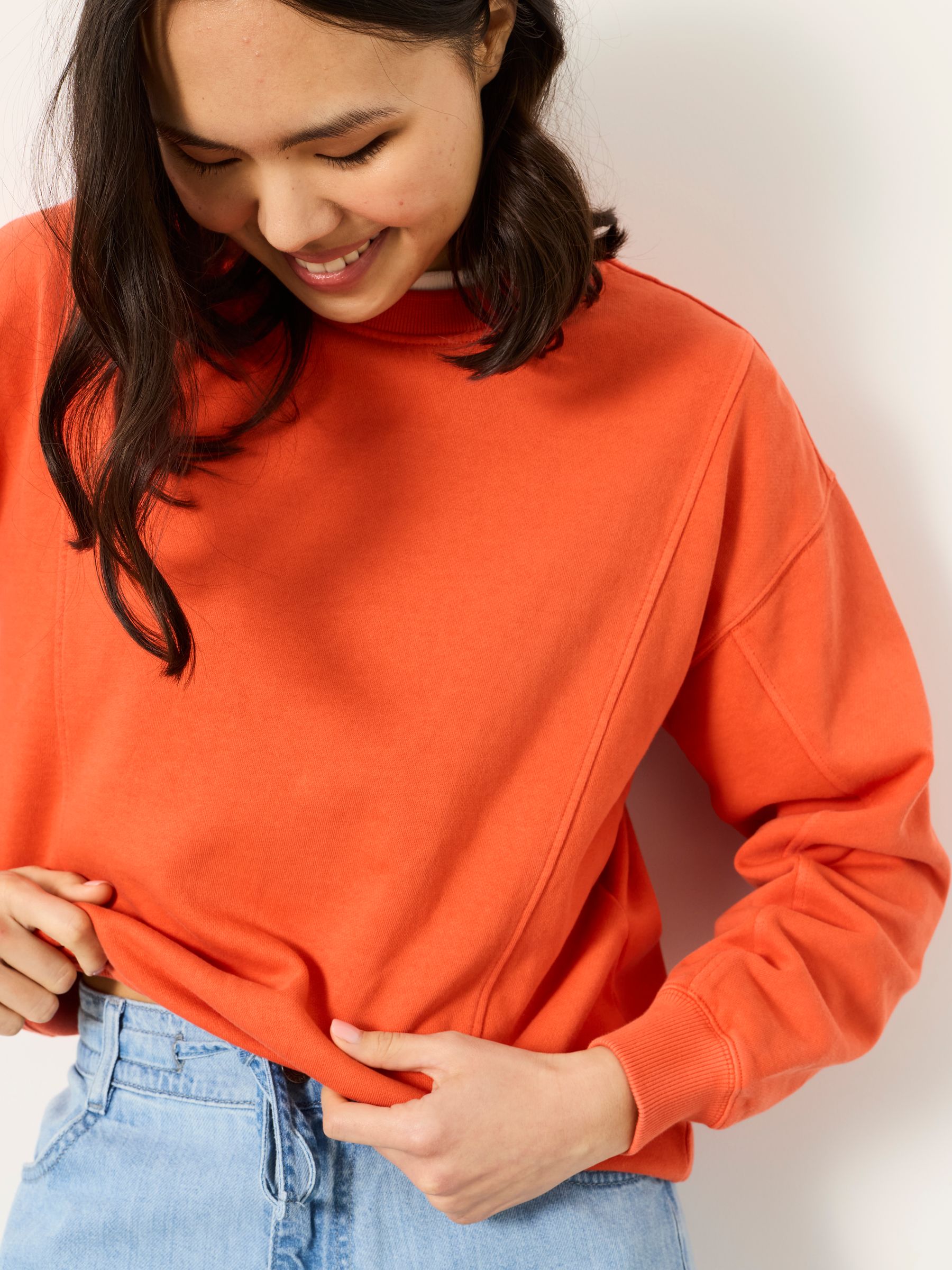 Sienna Orange Seam Detail Crew Sweat - Image 2 of 6