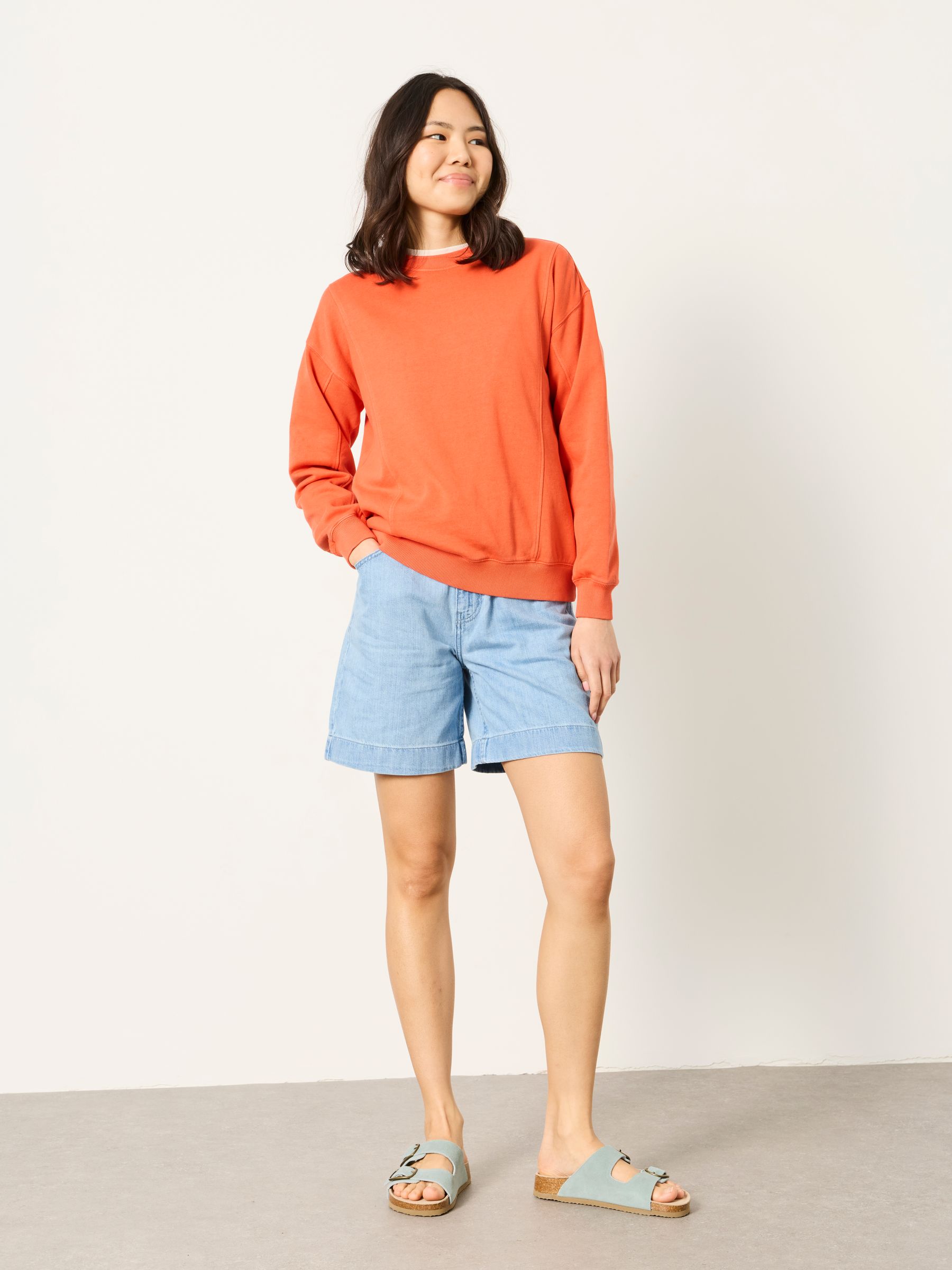 Sienna Orange Seam Detail Crew Sweat | FatFace