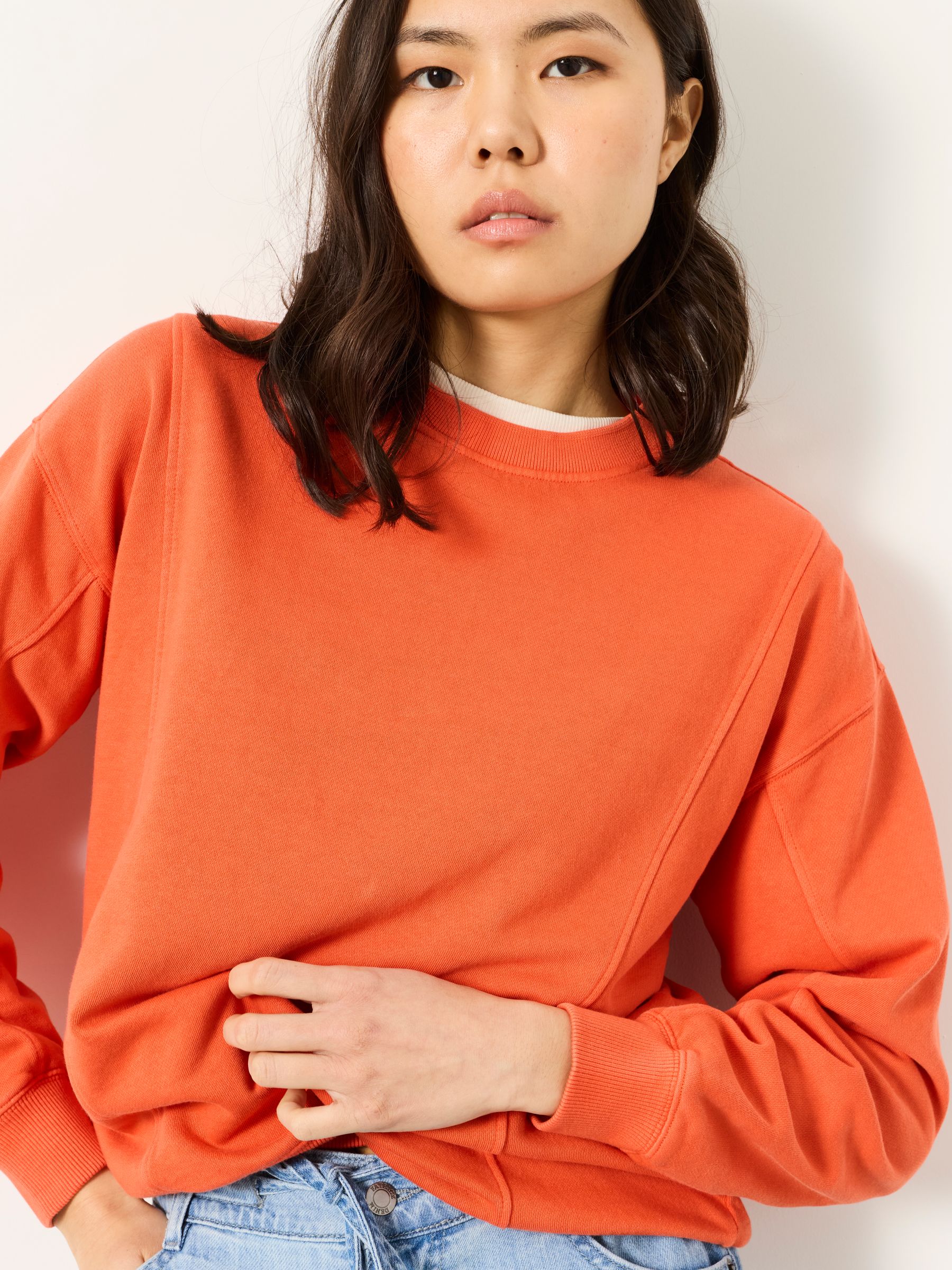 Sienna Orange Seam Detail Crew Sweat | FatFace