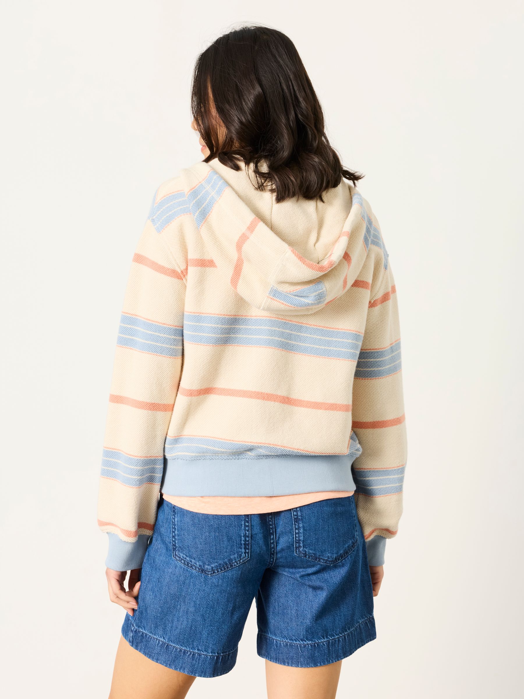 Flora Multi Textured Stripe Zip Through Hoodie - Image 2 of 6