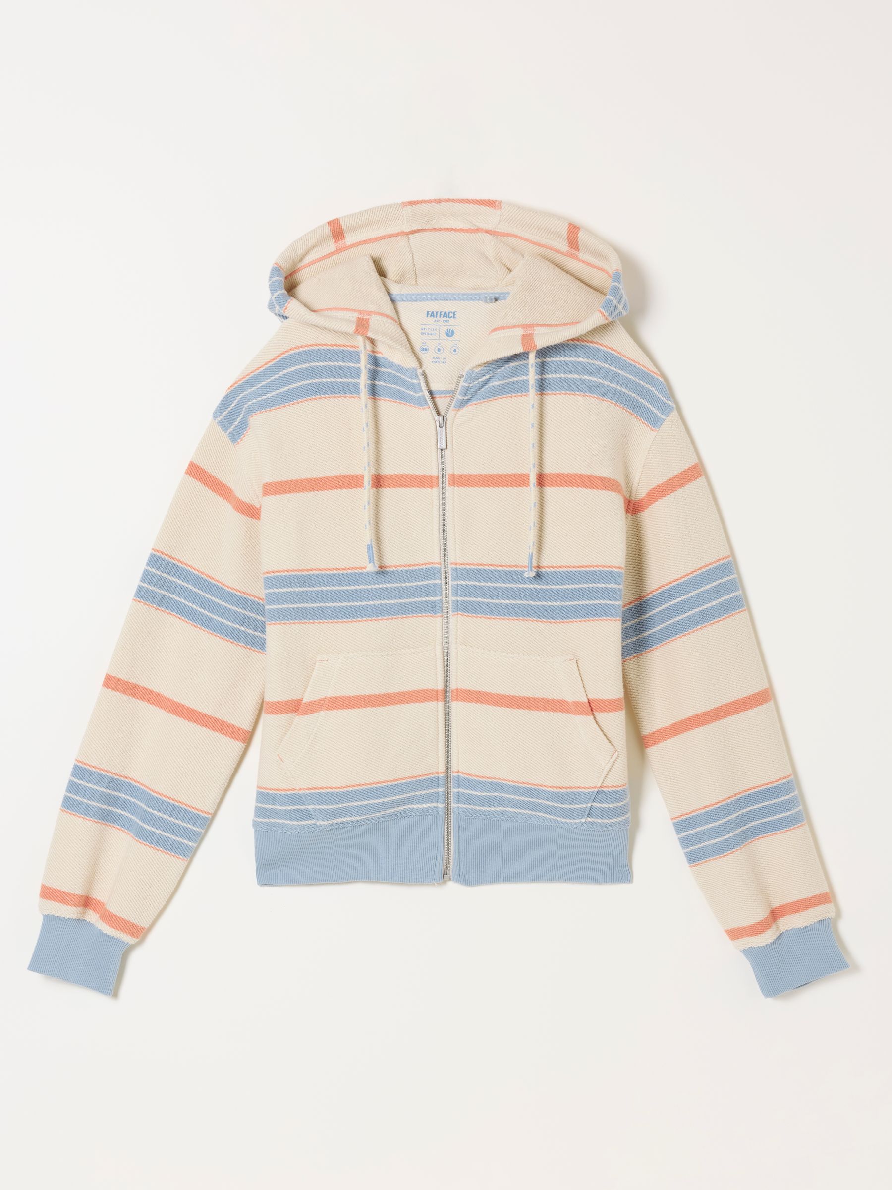 Flora Multi Textured Stripe Zip Through Hoodie | FatFace USA