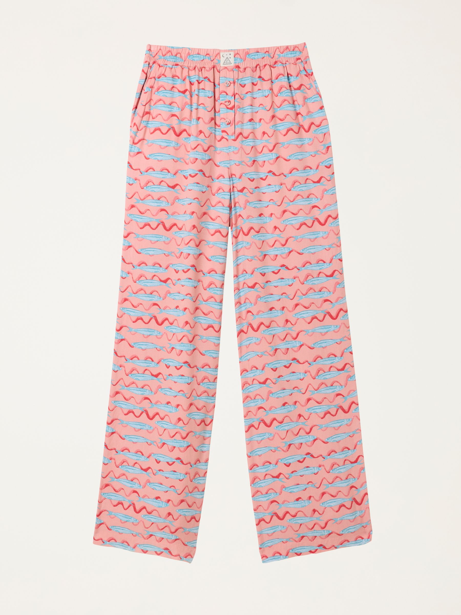 Lola Peach Pink Sardines Wide Leg Pyjama Bottoms - Image 1 of 1