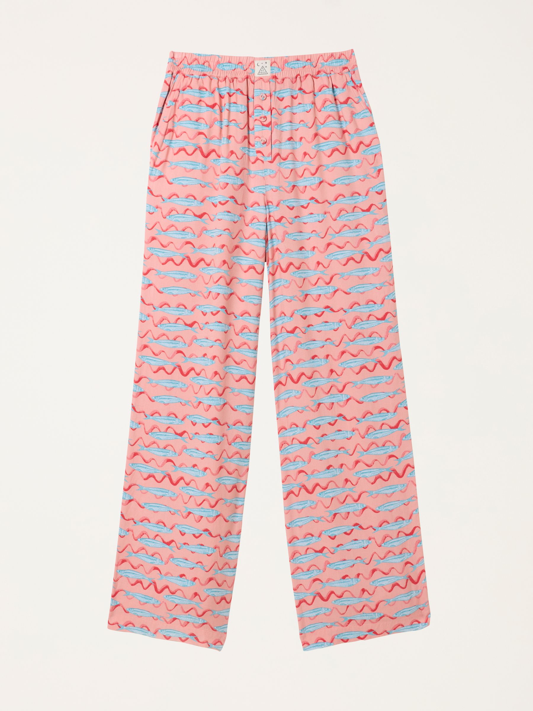 Lola Peach Pink Sardines Wide Leg Pyjama Bottoms - Image 6 of 6 Lola Peach Pink Sardines Wide Leg Pyjama Bottoms - Image 6 of 6