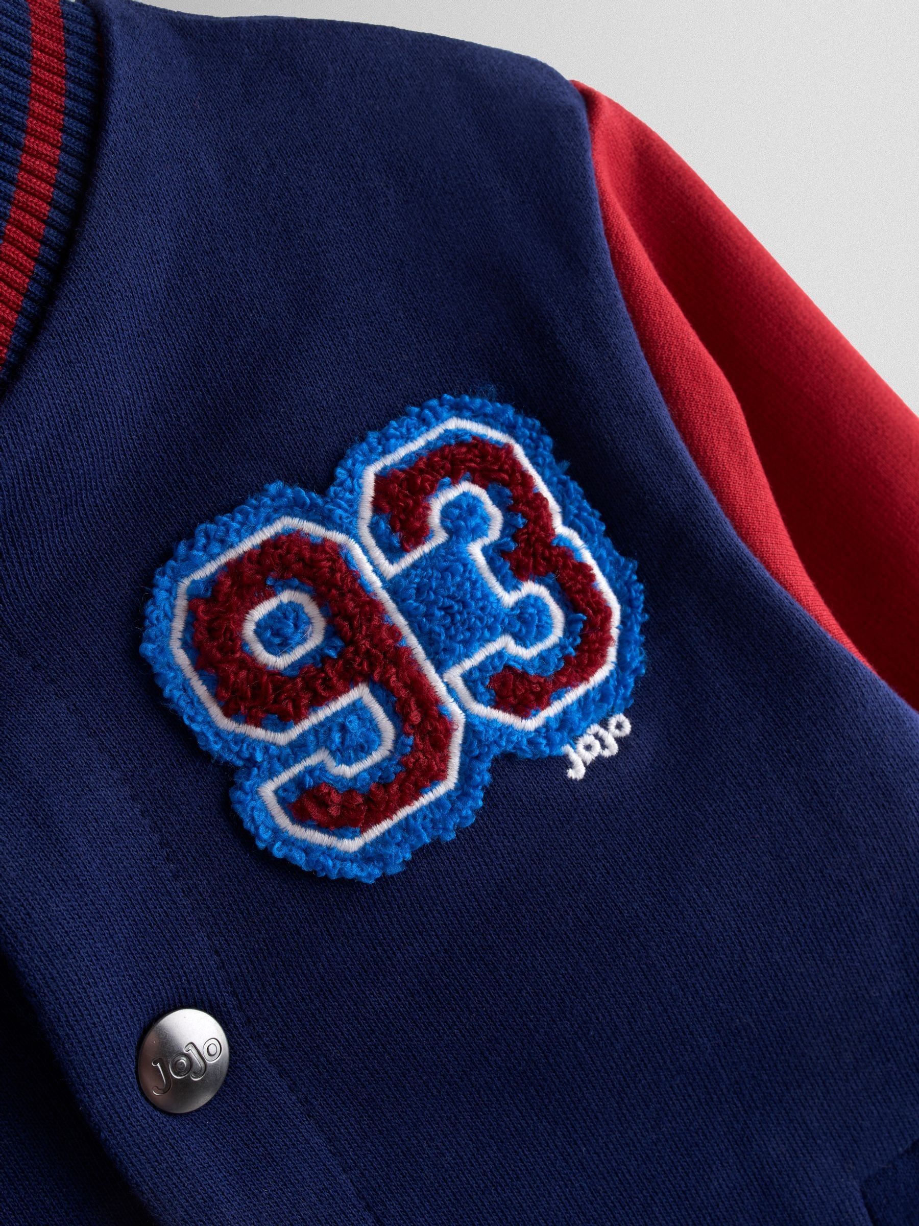 Navy Blue Red Bomber Jacket With Badges - Image 3 of 4