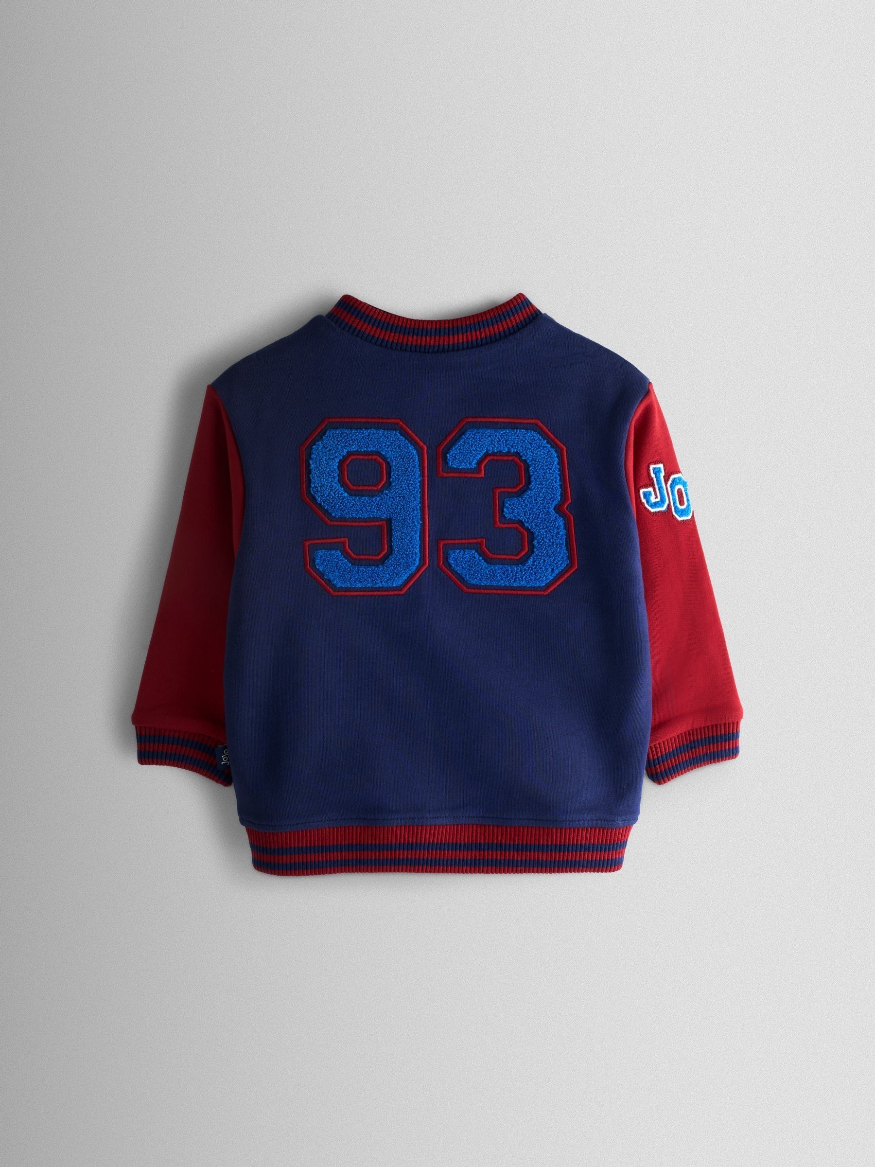 Navy Blue Red Bomber Jacket With Badges