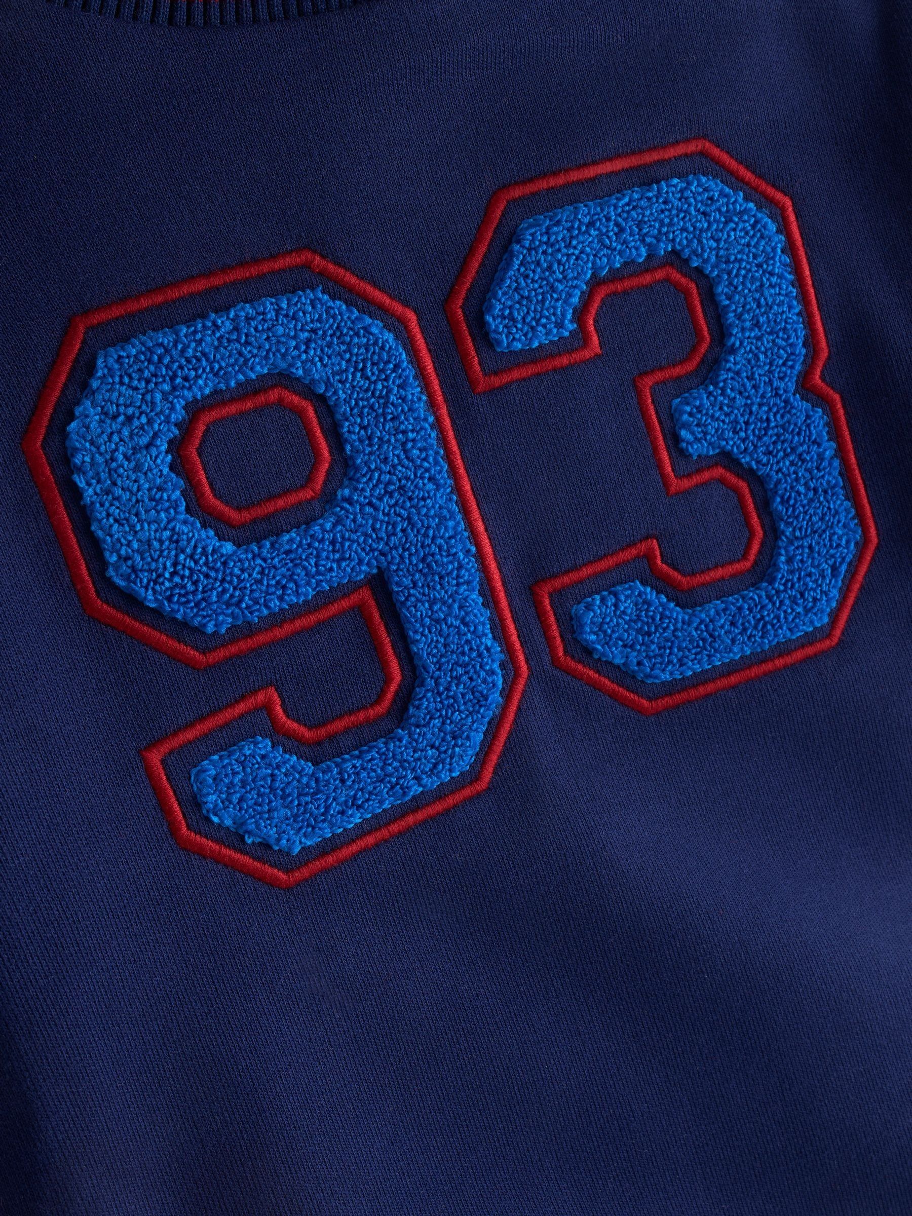 Navy Blue Red Bomber Jacket With Badges - Image 5 of 5