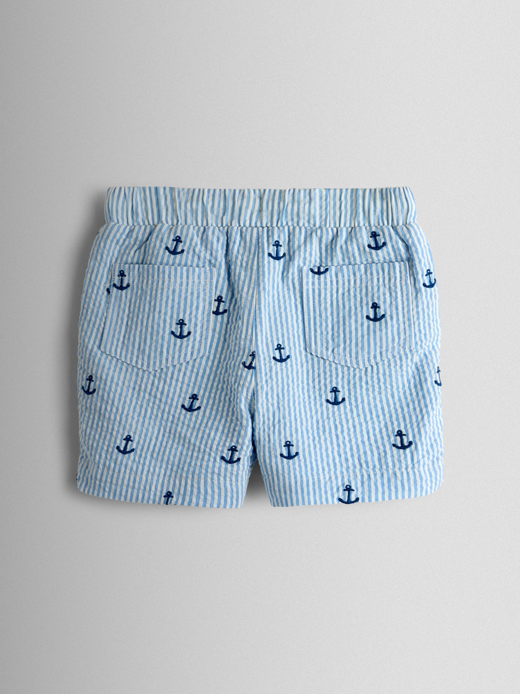 Blue Embroidered Gingham Shorts - Image 2 of 3