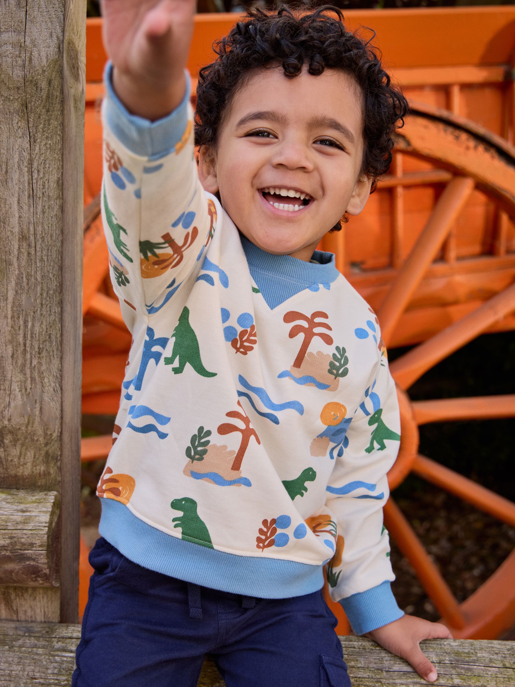 Natural Papercut Dino Print Sweatshirt - Image 1 of 5 Natural Papercut Dino Print Sweatshirt - Image 1 of 5