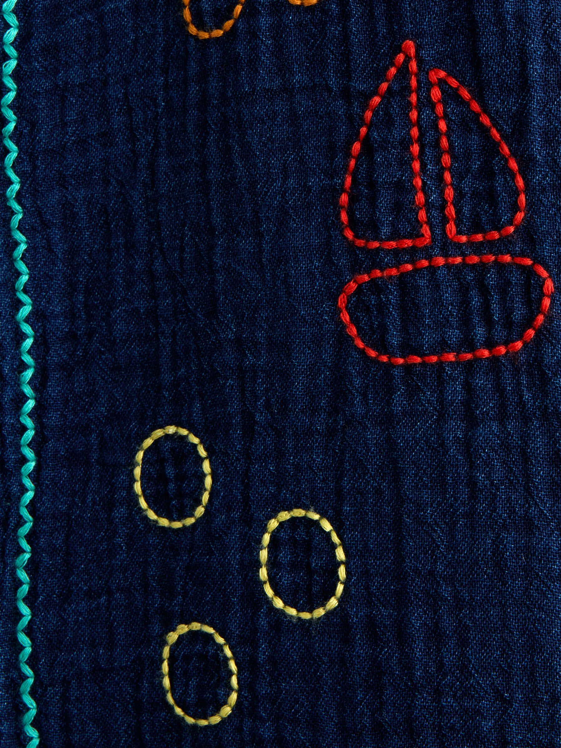 Navy Blue Seaside Embroidered Cheesecloth Shirt - Image 3 of 4