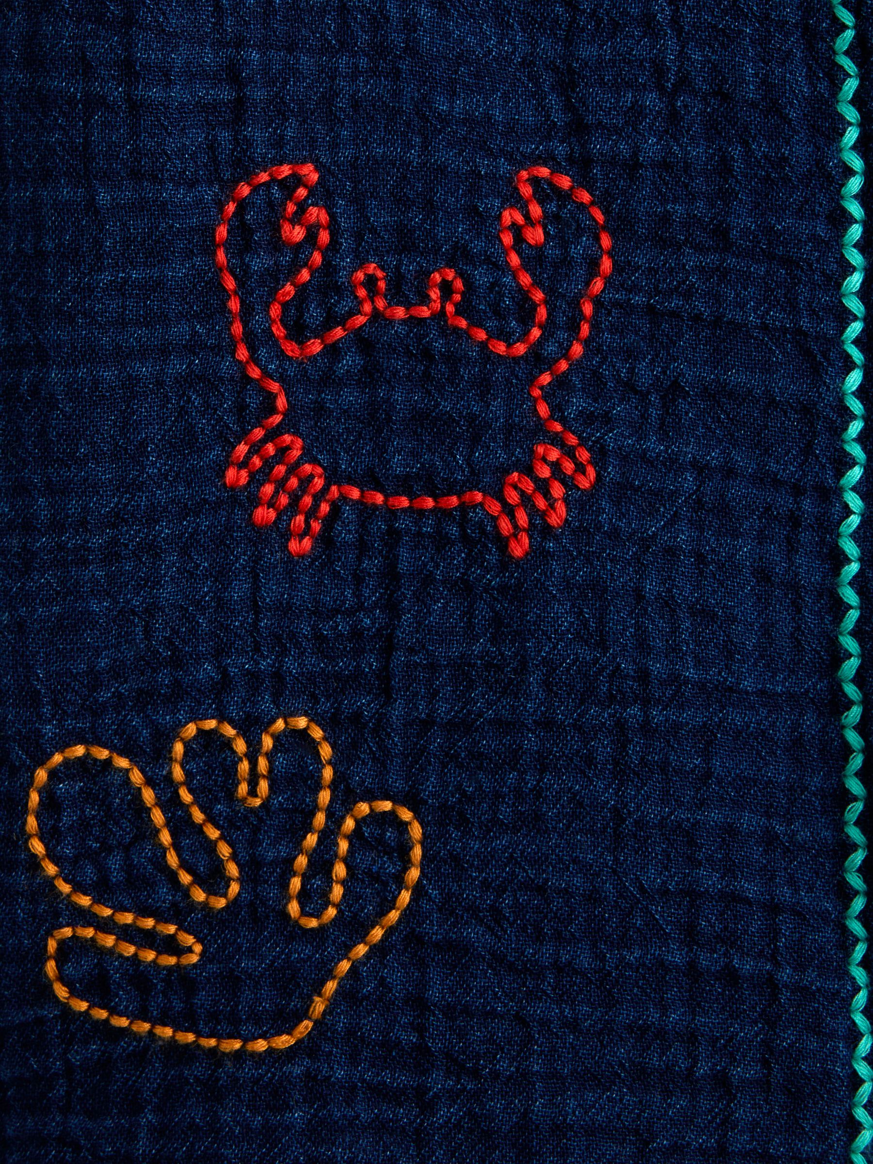 Navy Blue Seaside Embroidered Cheesecloth Shirt - Image 4 of 4