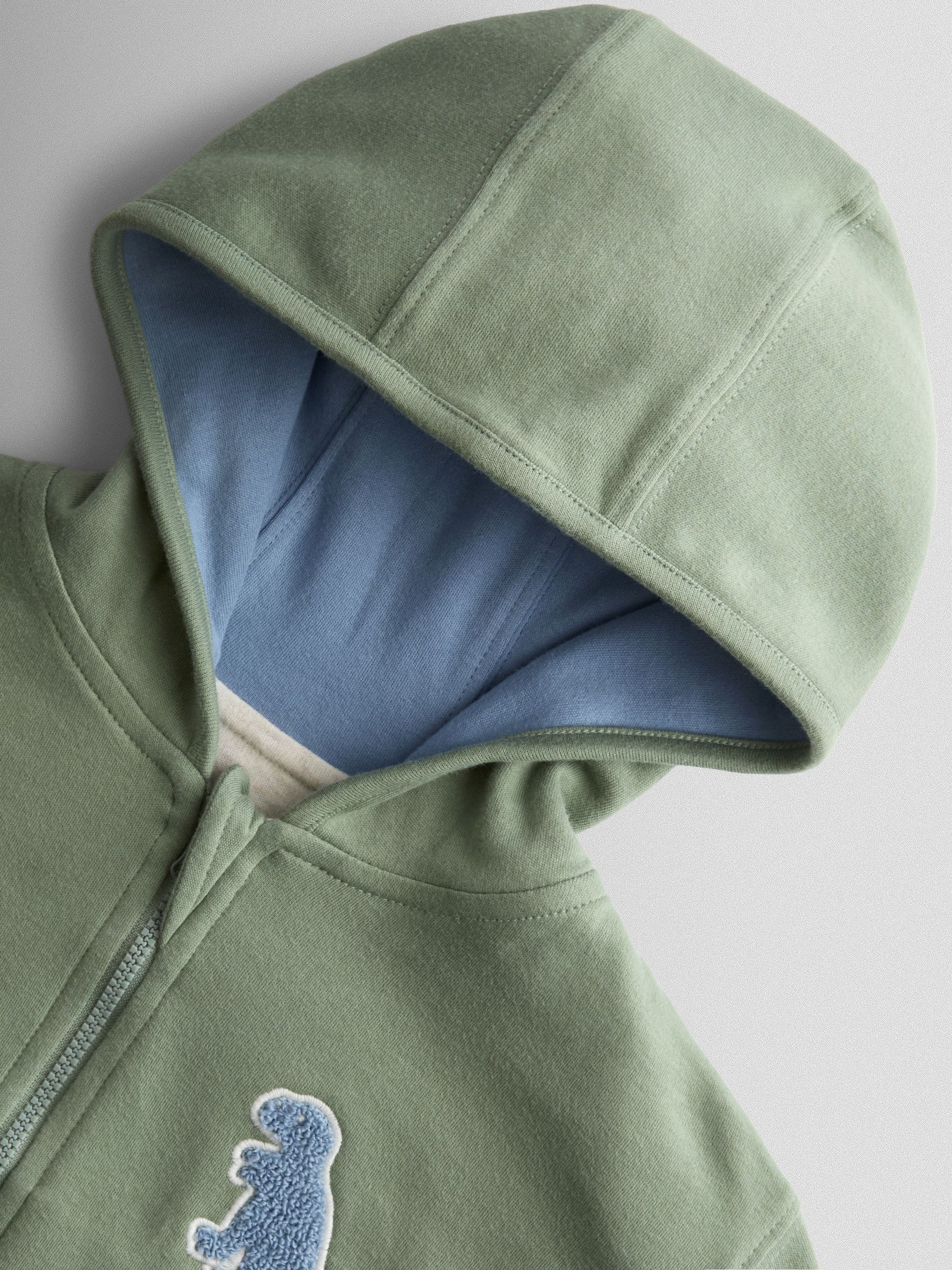 Khaki Contemporary Boucle Dino Reversible Hoodie - Image 7 of 10