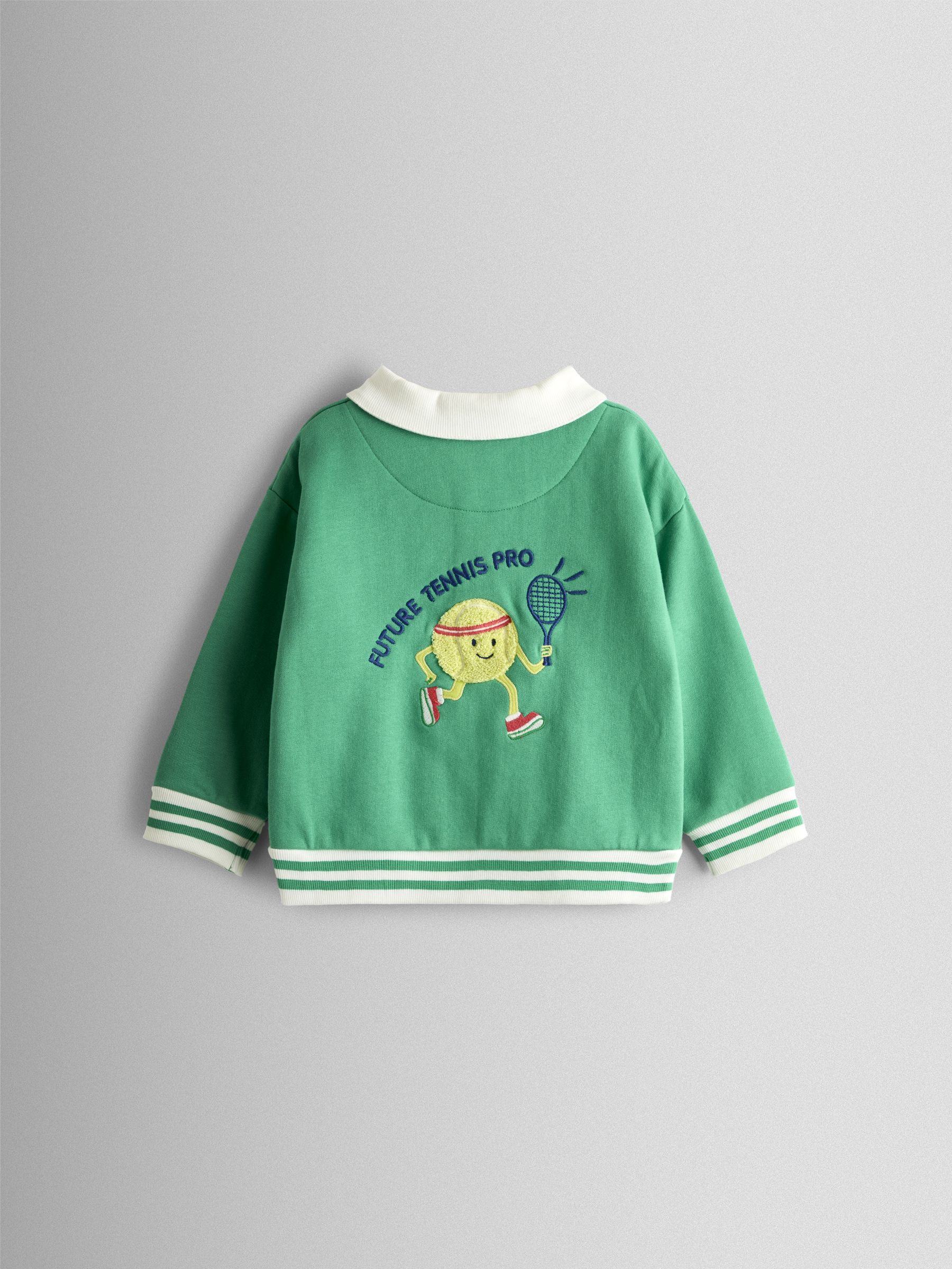 Green Tennis Applique Half Zip Sweatshirt - Image 2 of 4