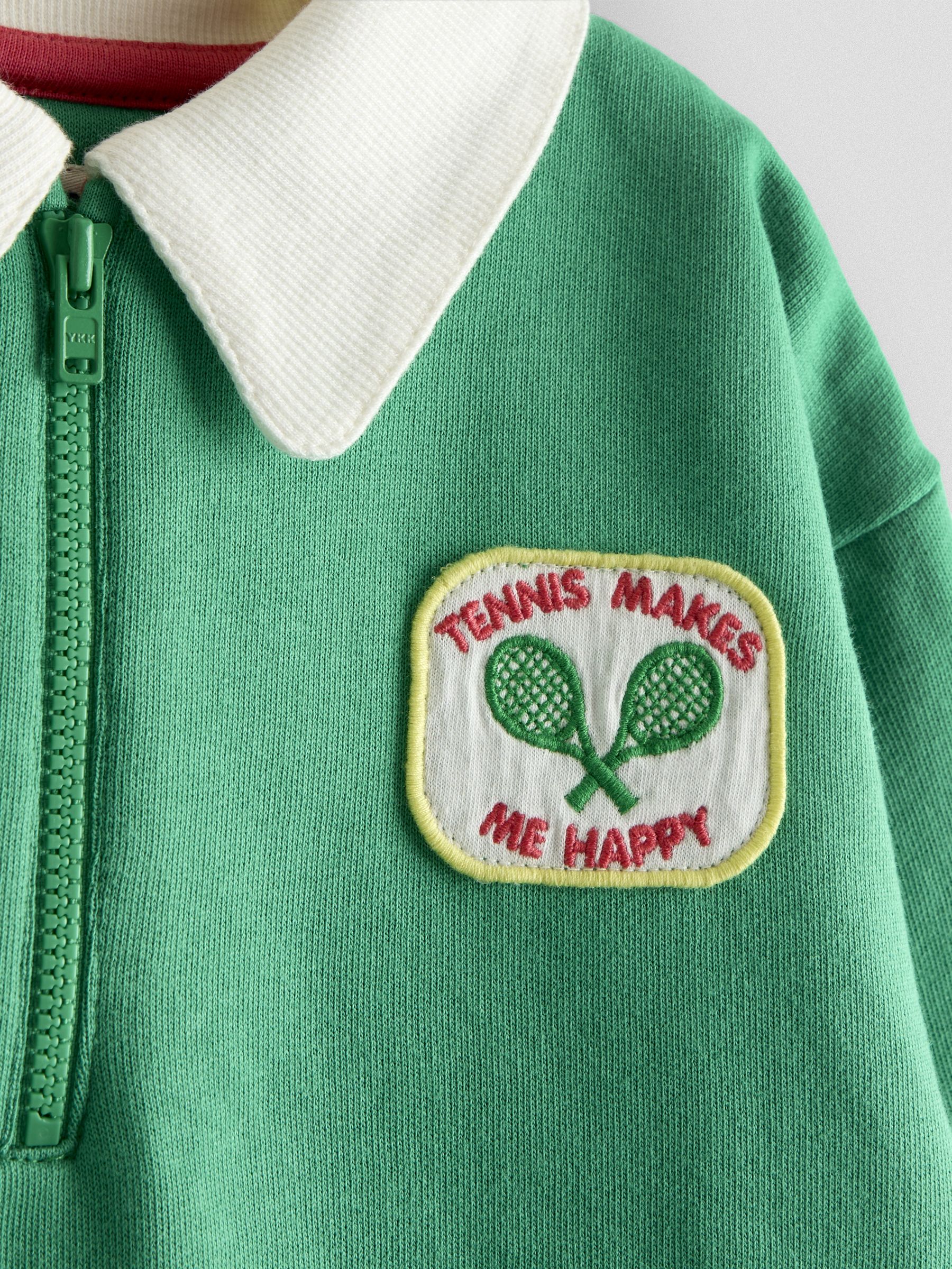 Green Tennis Applique Half Zip Sweatshirt - Image 3 of 4