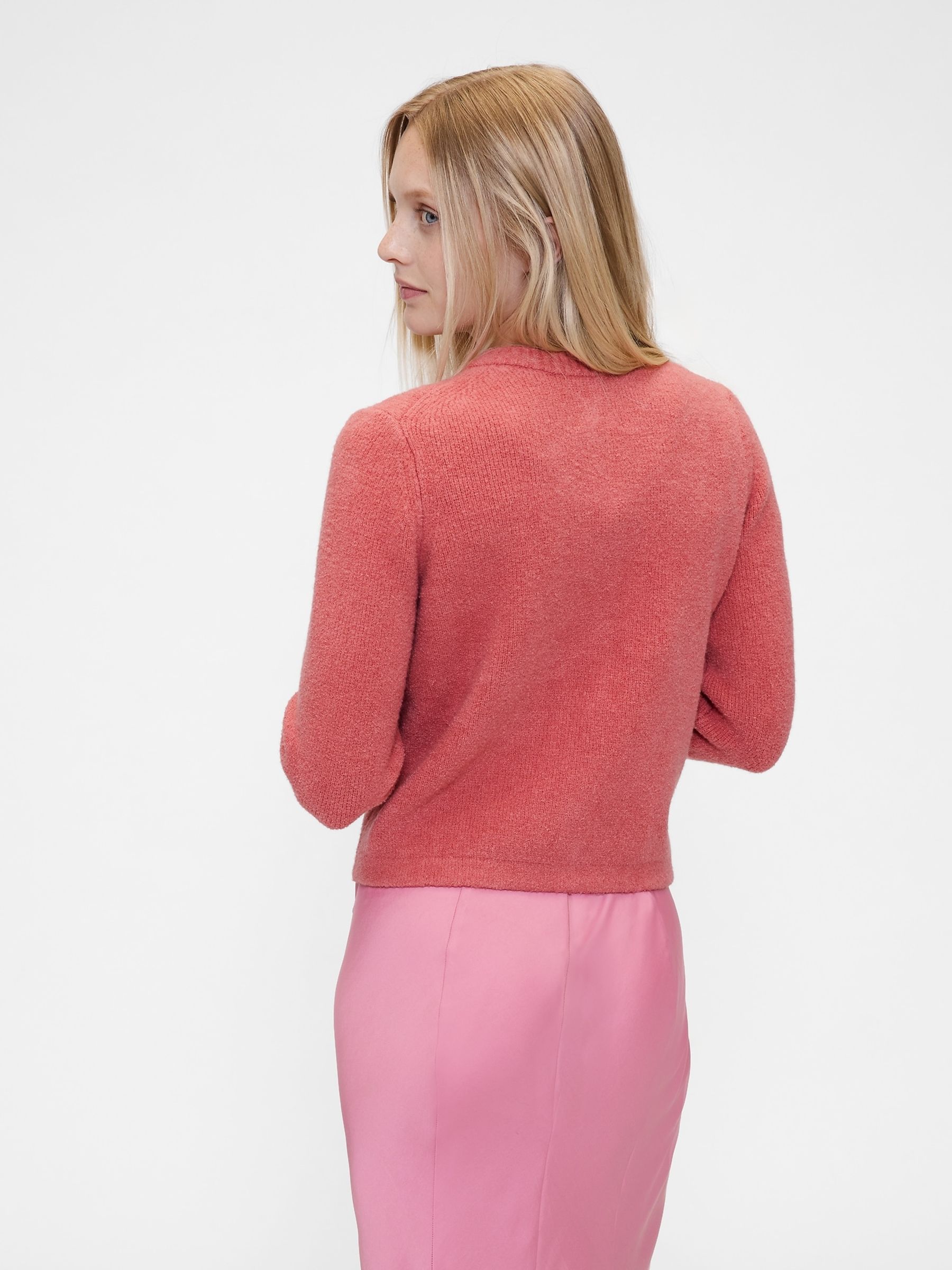 Coral Pink Cropped Cardigan - Image 3 of 4