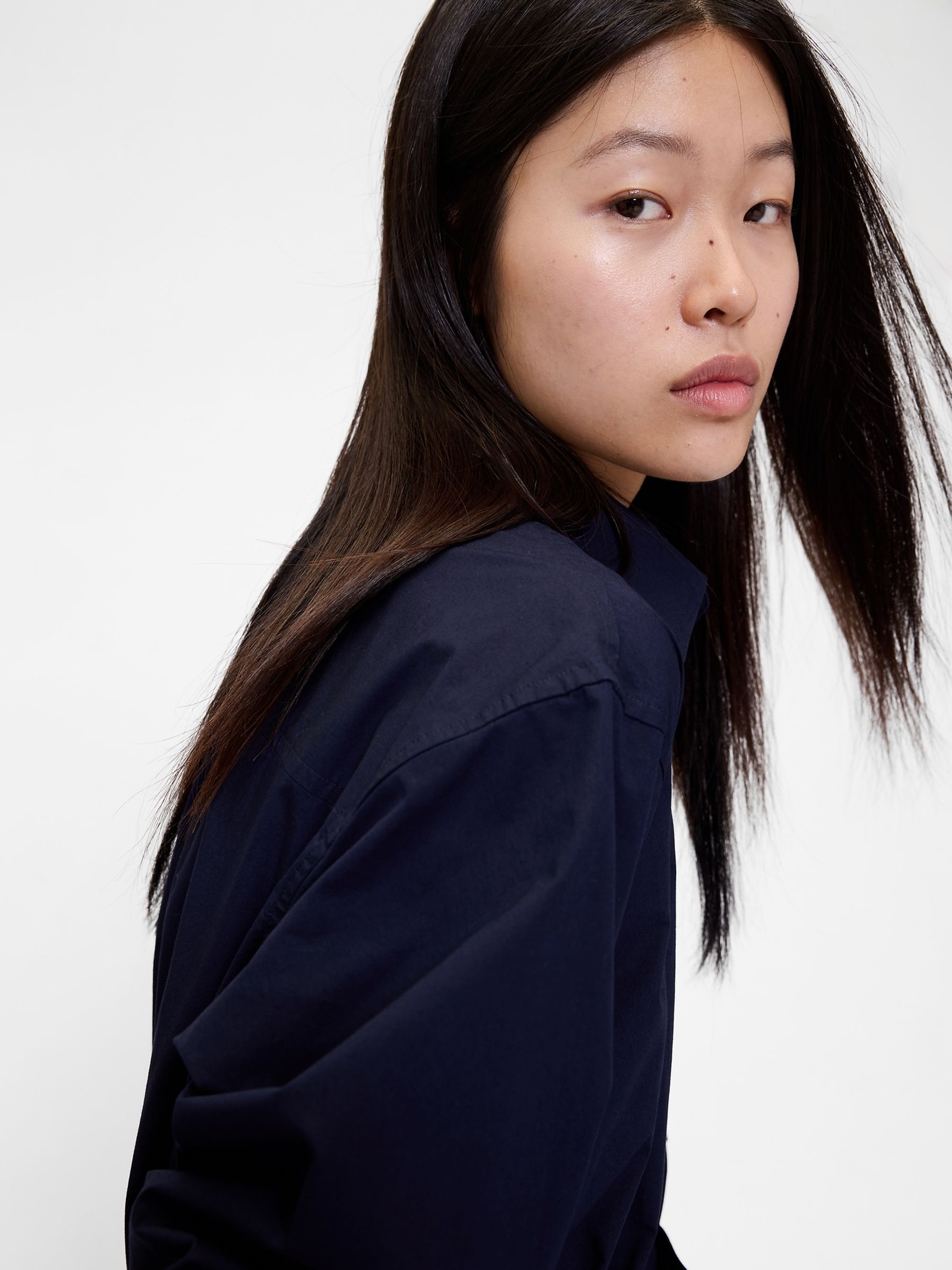 GapStudio Navy Blue Poplin Belted Oversized Maxi Shirt Dress - Image 5 of 5 GapStudio Navy Blue Poplin Belted Oversized Maxi Shirt Dress - Image 5 of 5