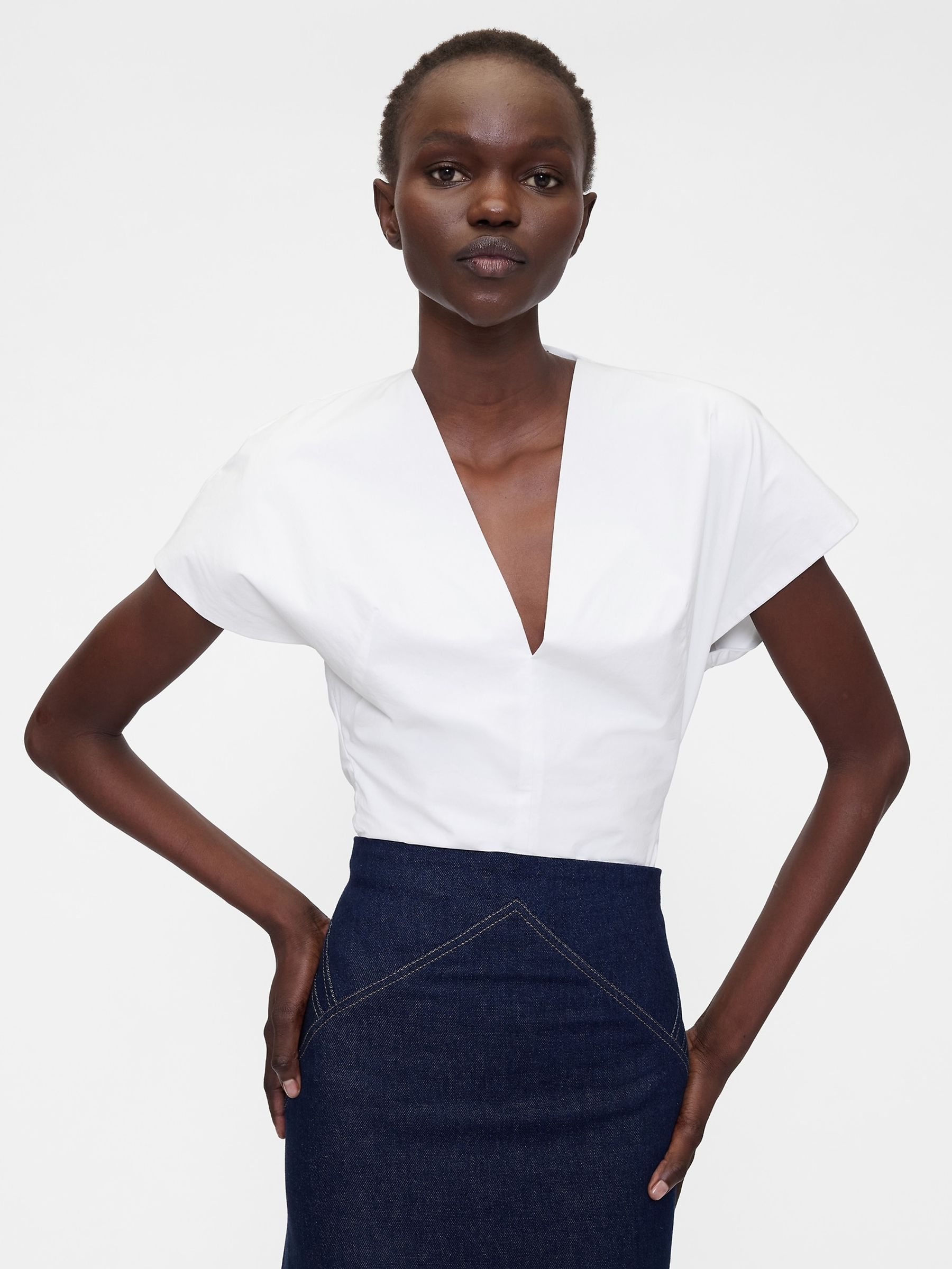 GapStudio White Poplin Bodysuit Gap