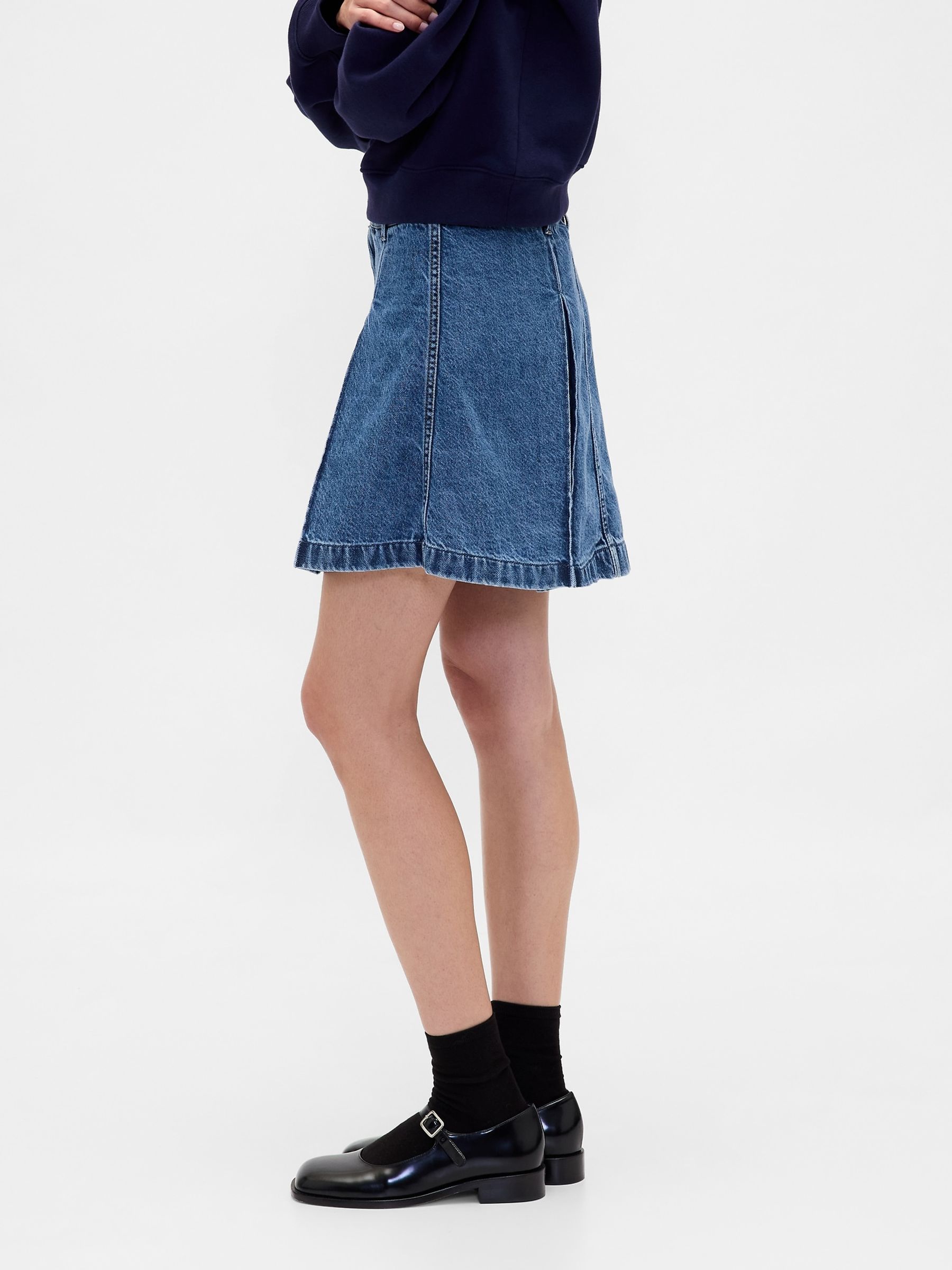 Blue Sandy Liang Pleated Denim Mini Skirt - Image 3 of 5