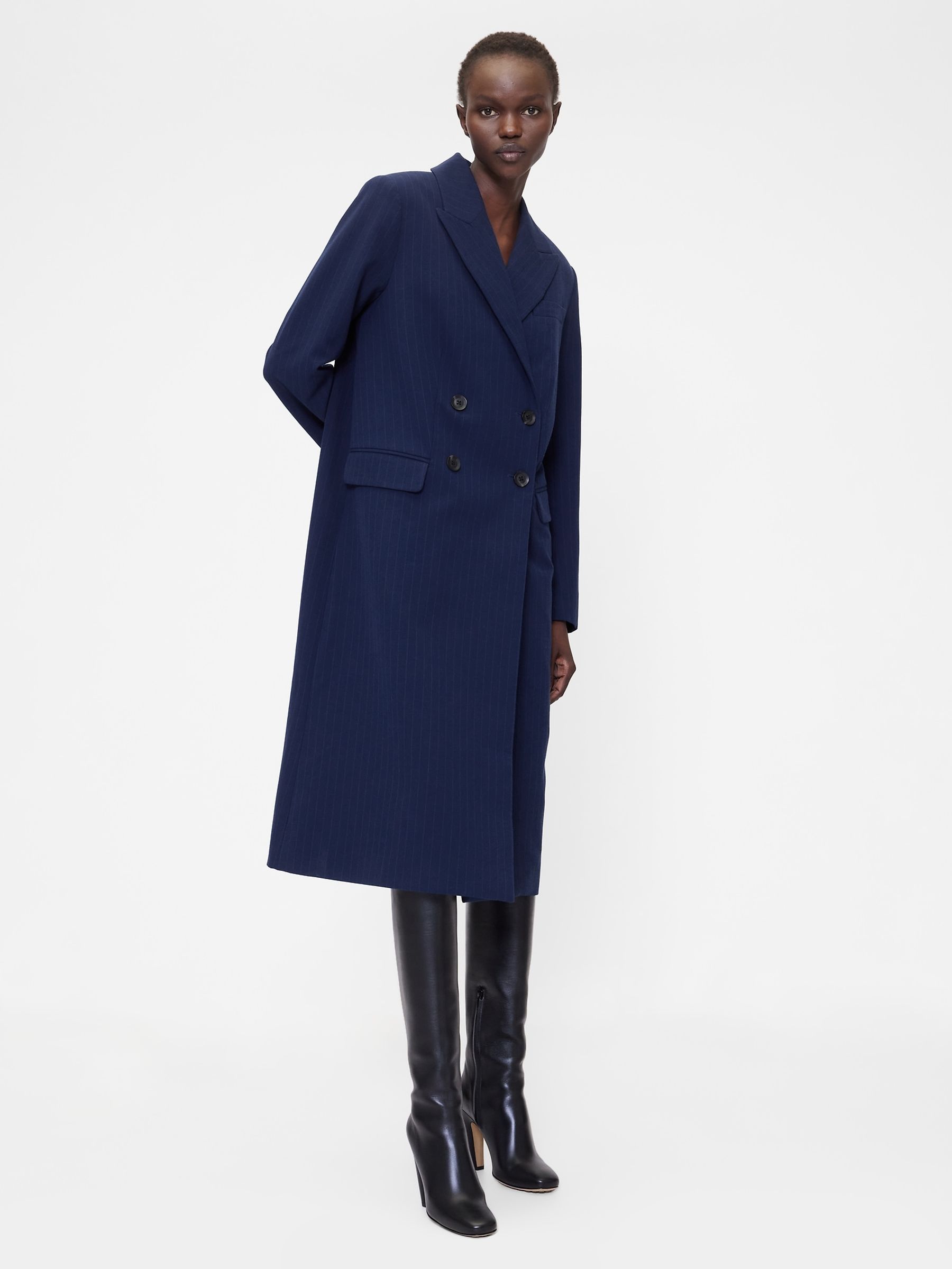 Blue Double-Breasted Tailored Coat - Image 1 of 4