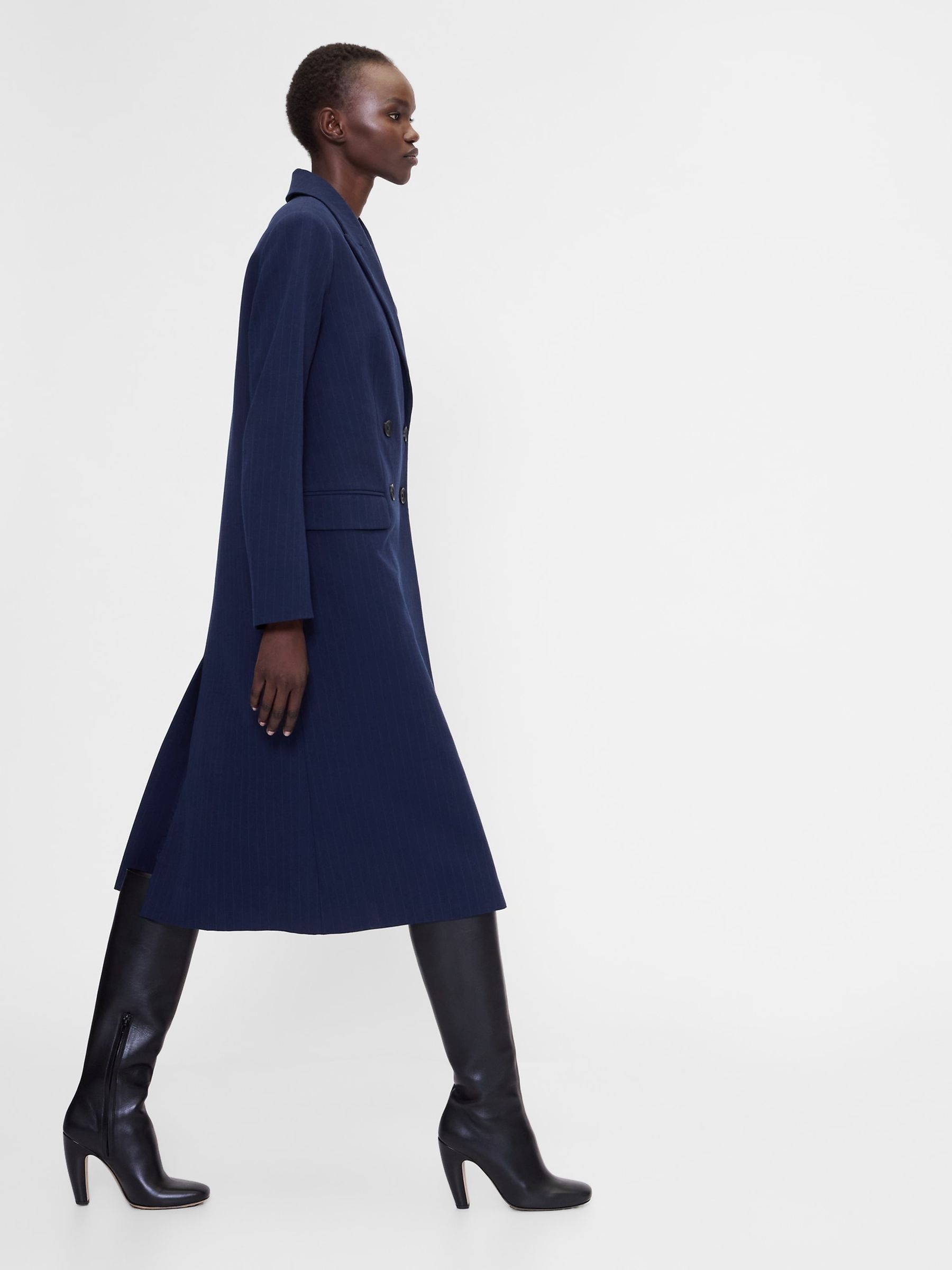 Blue Double-Breasted Tailored Coat - Image 3 of 4
