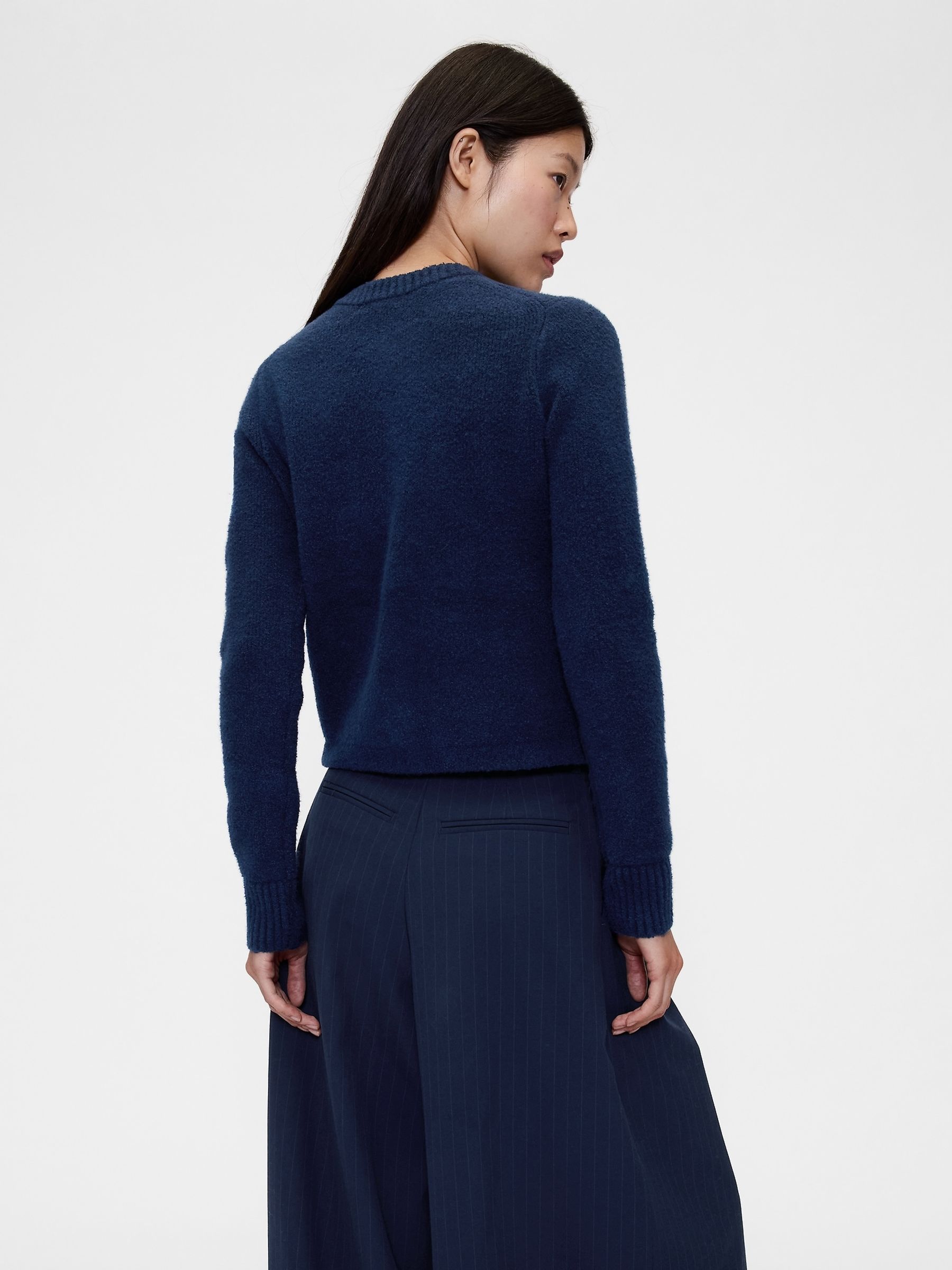 Navy Blue Cropped Cardigan - Image 2 of 5