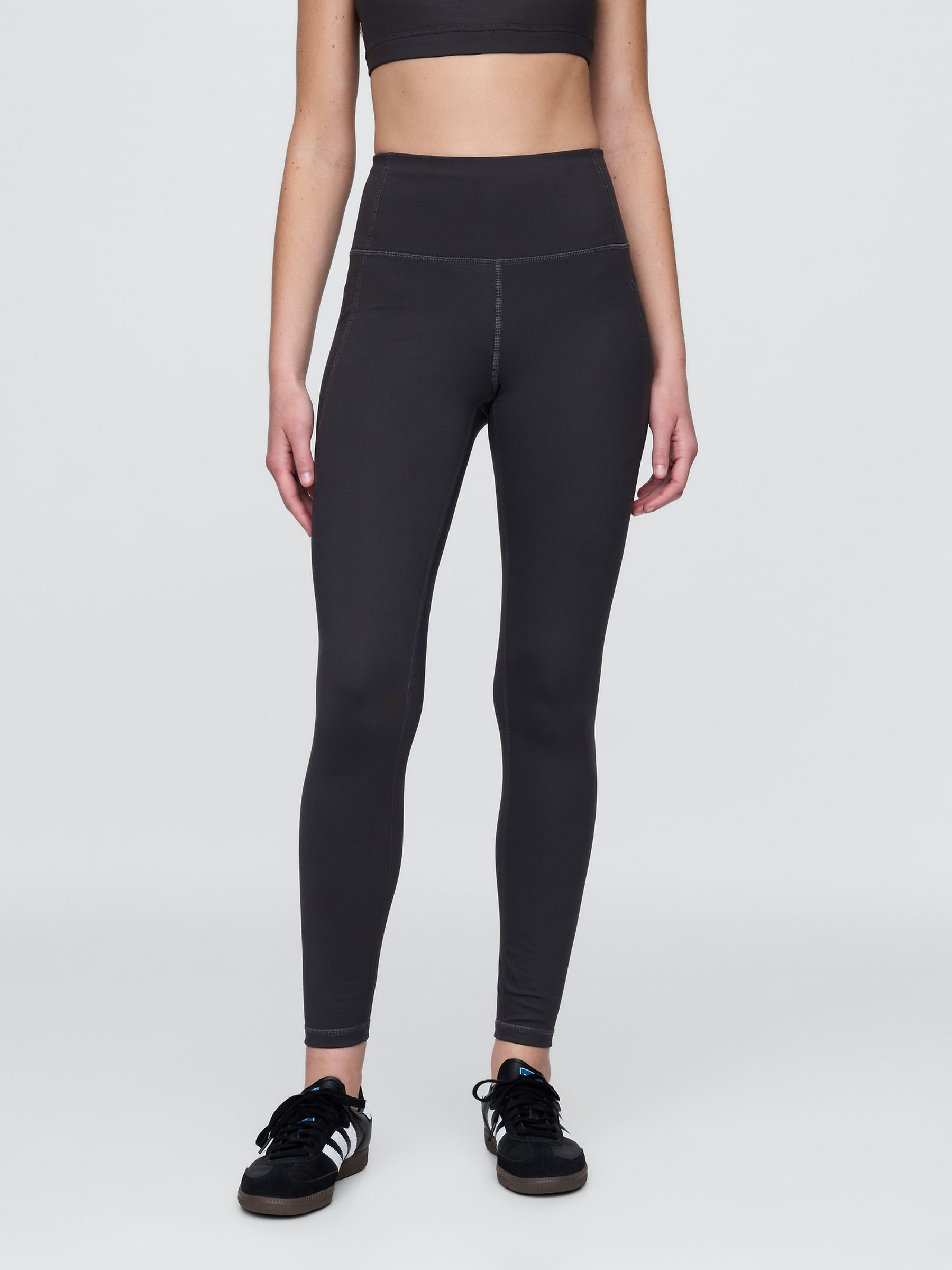 Black High Waisted Power Full Length Leggings - Image 1 of 5