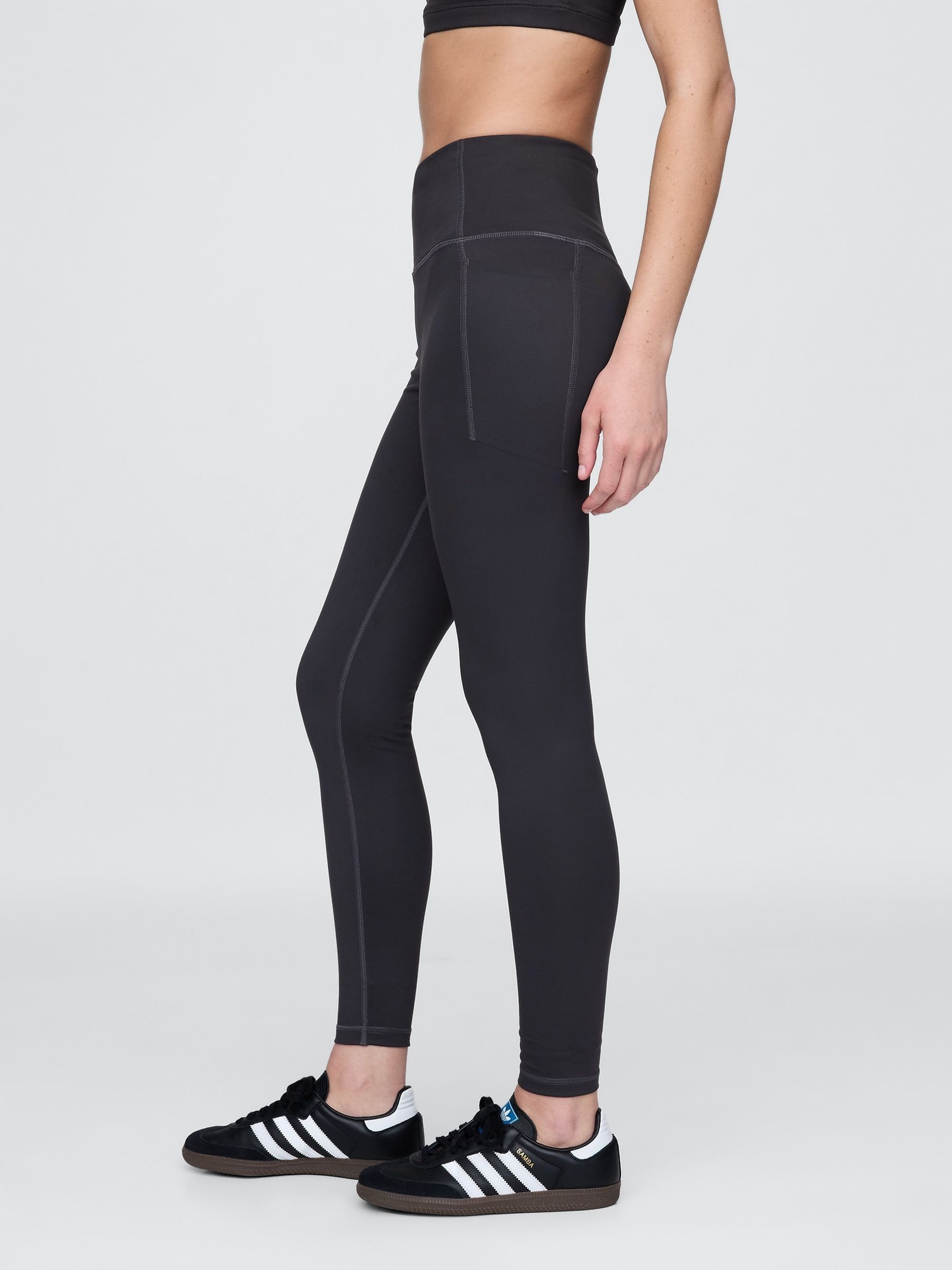 Black High Waisted Power Full Length Leggings - Image 3 of 5