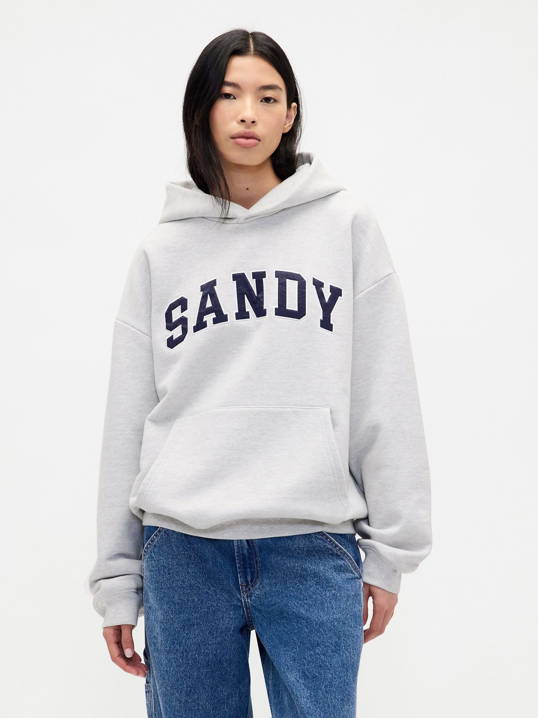 Grey Sandy Liang Extra Heavyweight Logo Oversized Hoodie - Image 3 of 5