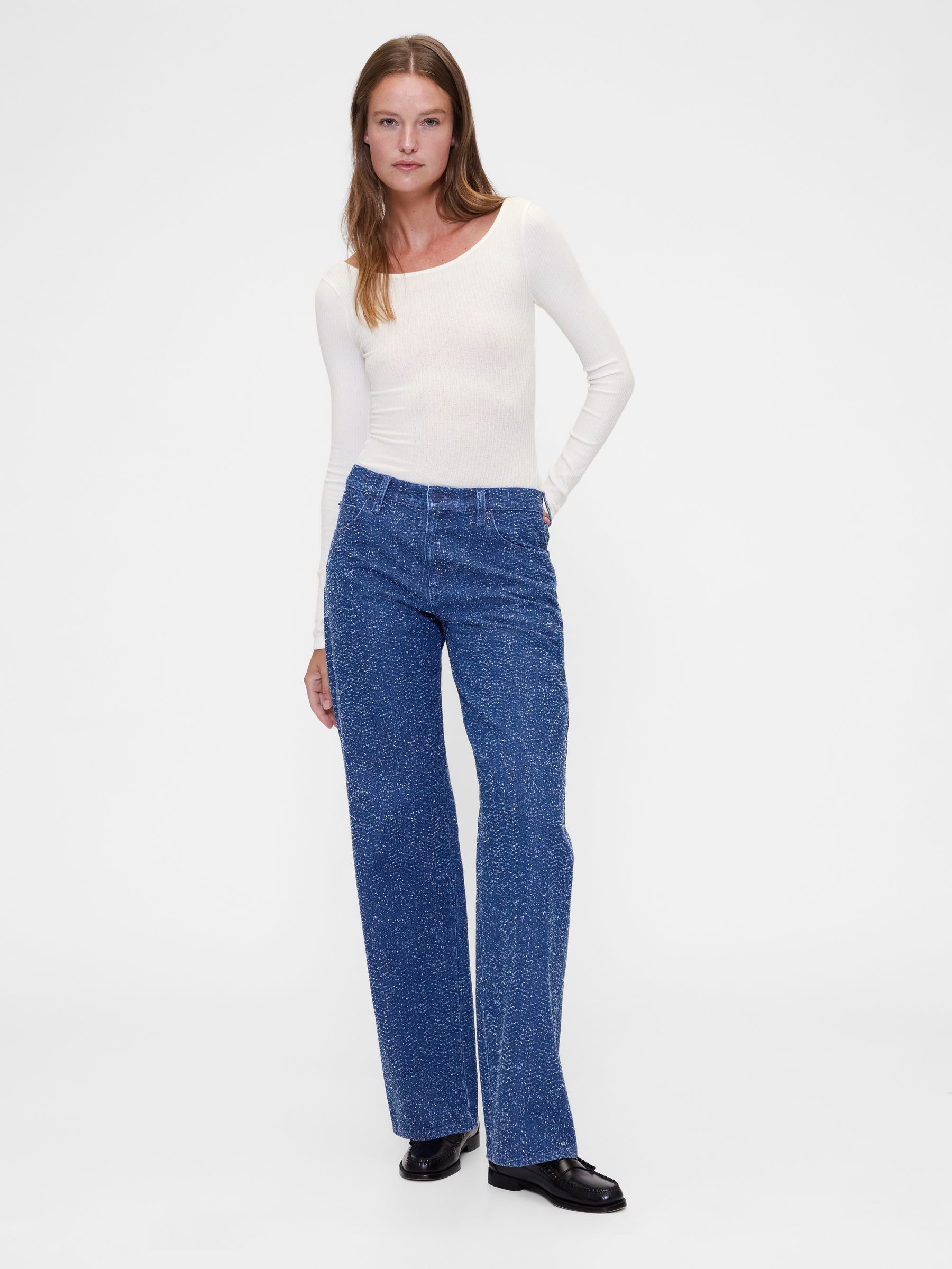 White Pointelle Long Sleeve Poplin Bodysuit - Image 2 of 6