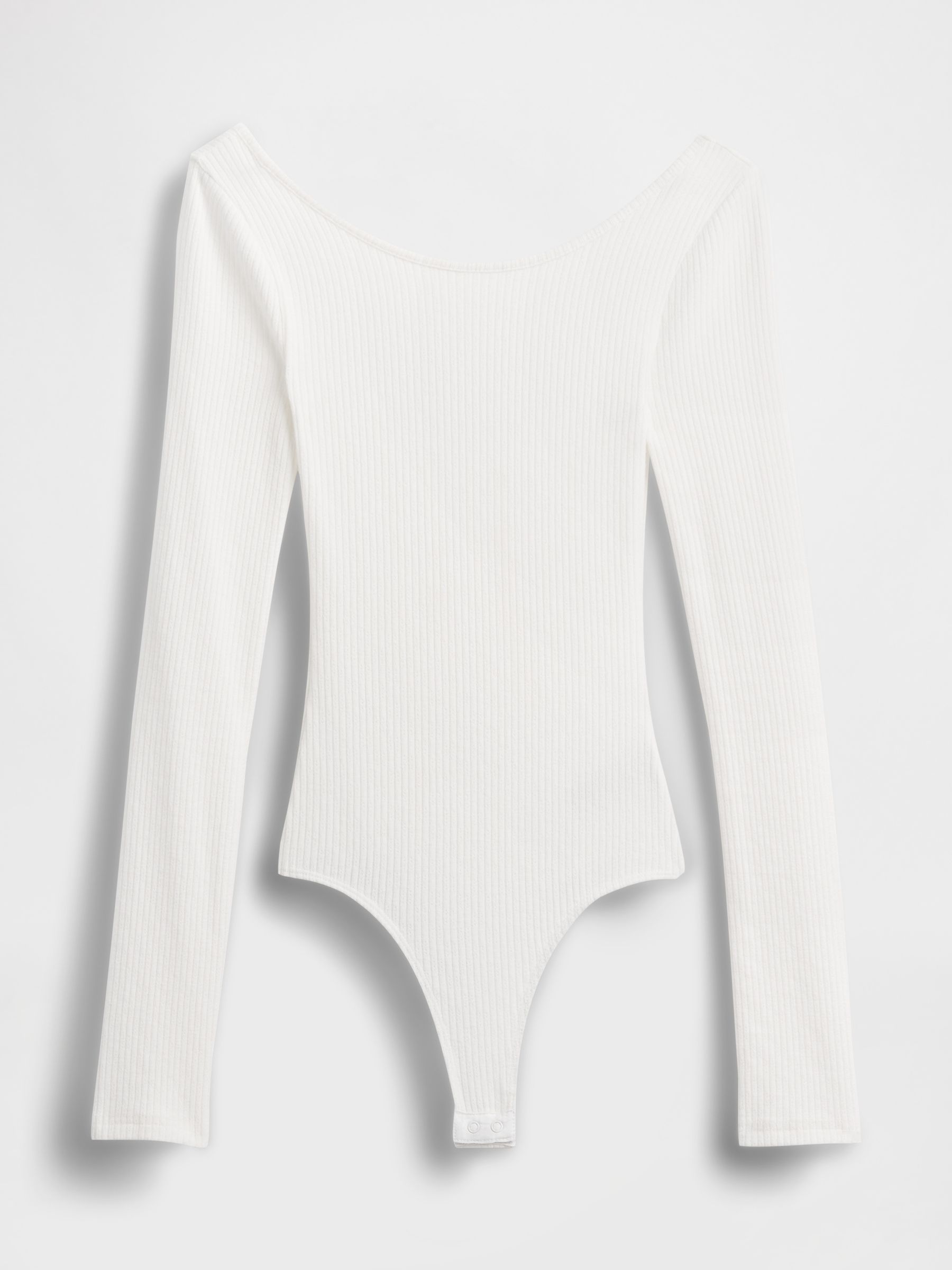 White Pointelle Long Sleeve Poplin Bodysuit - Image 5 of 6