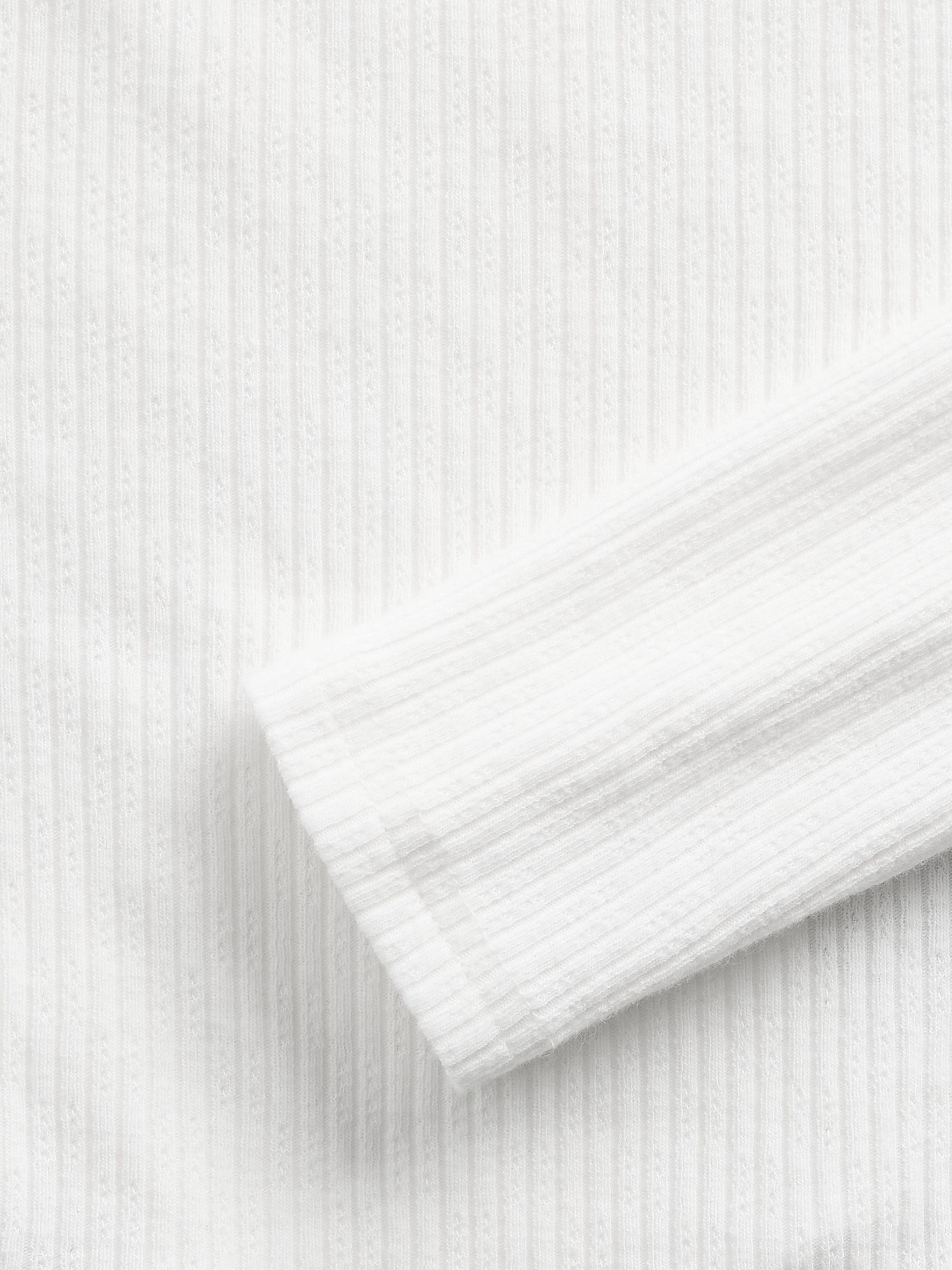 White Pointelle Long Sleeve Poplin Bodysuit - Image 6 of 6